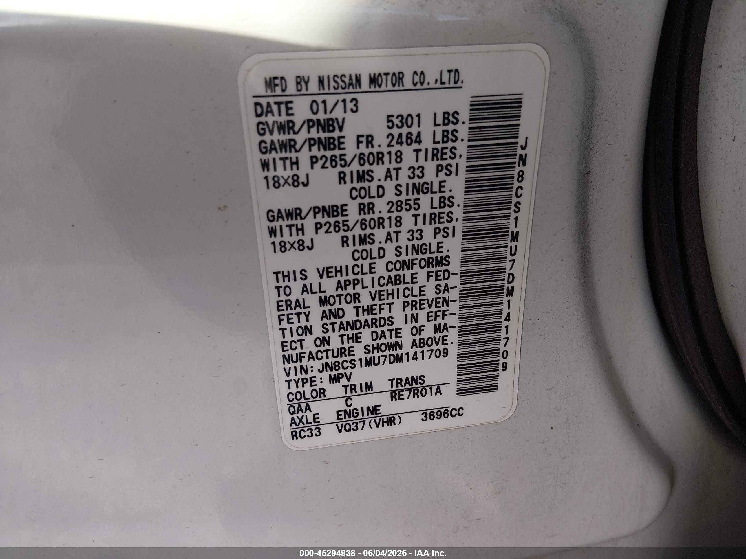 2013 Infiniti Fx37   Cream vin: JN8CS1MU7DM141709