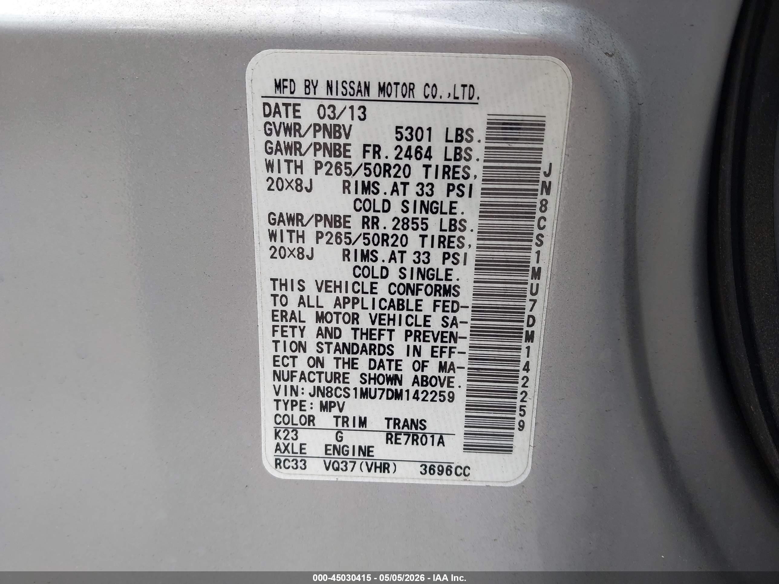 2013 Infiniti Fx37   Silver vin: JN8CS1MU7DM142259