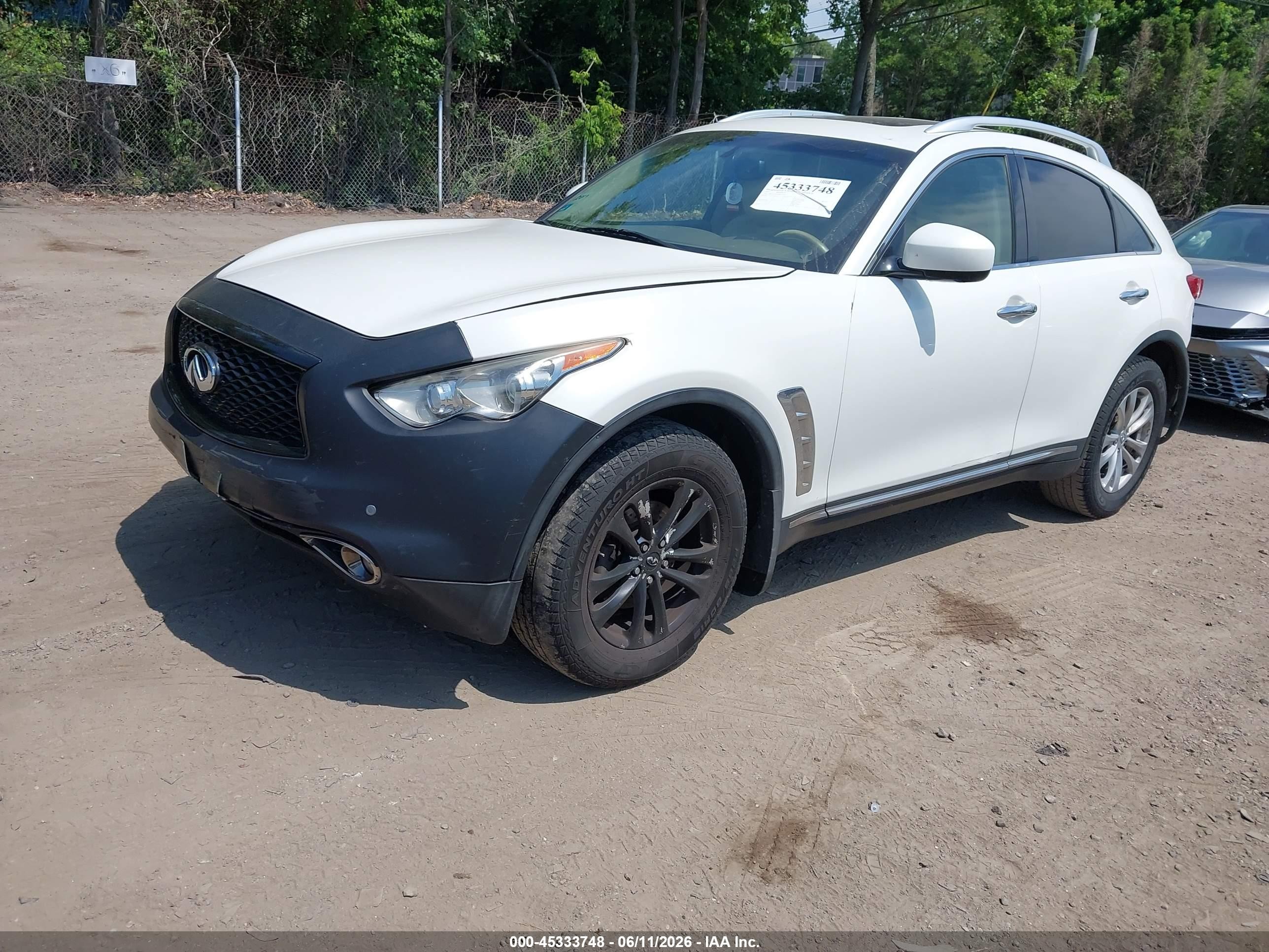 2013 Infiniti Fx37 White vin: JN8CS1MW2DM171265