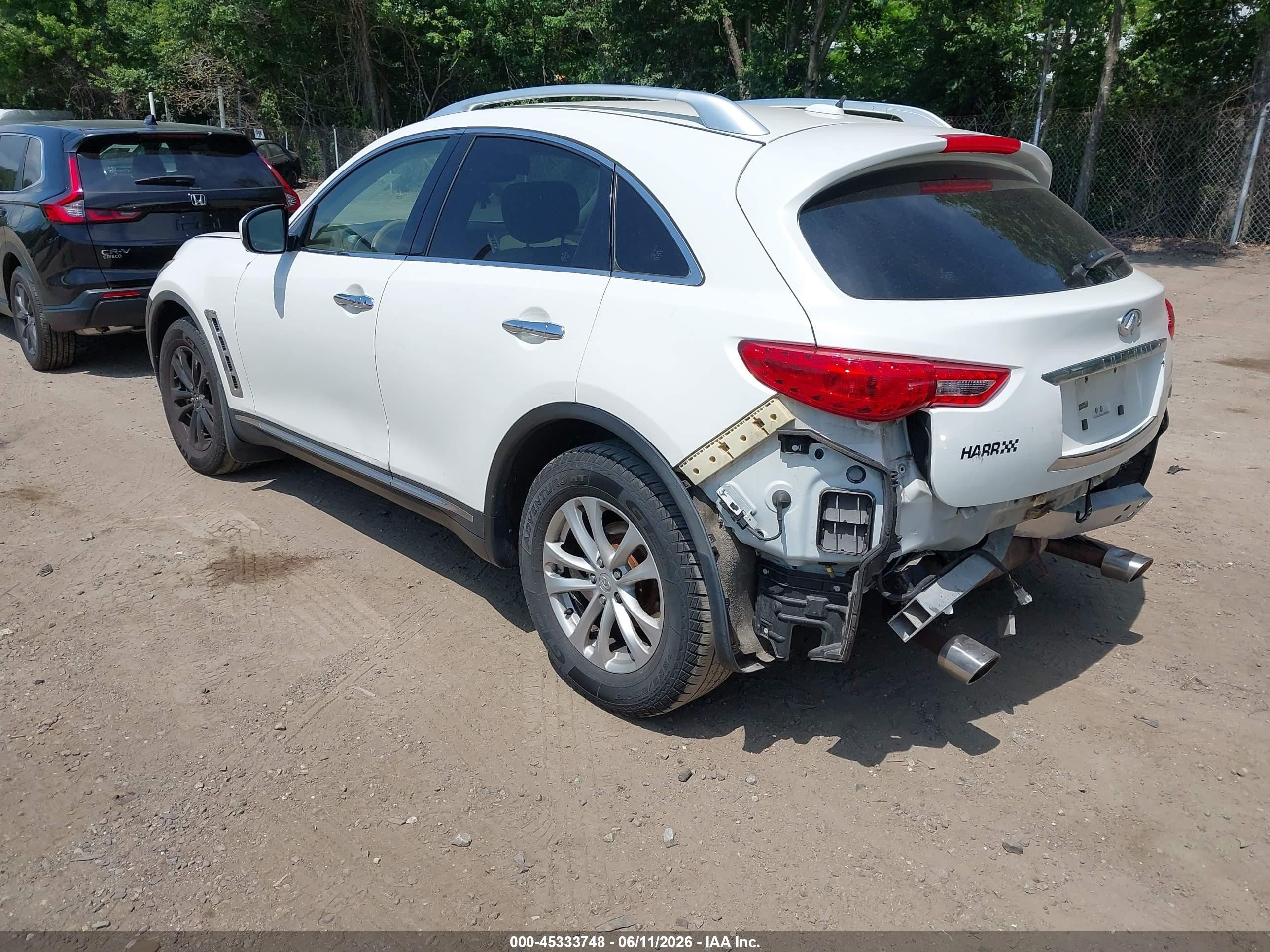 2013 Infiniti Fx37 White vin: JN8CS1MW2DM171265
