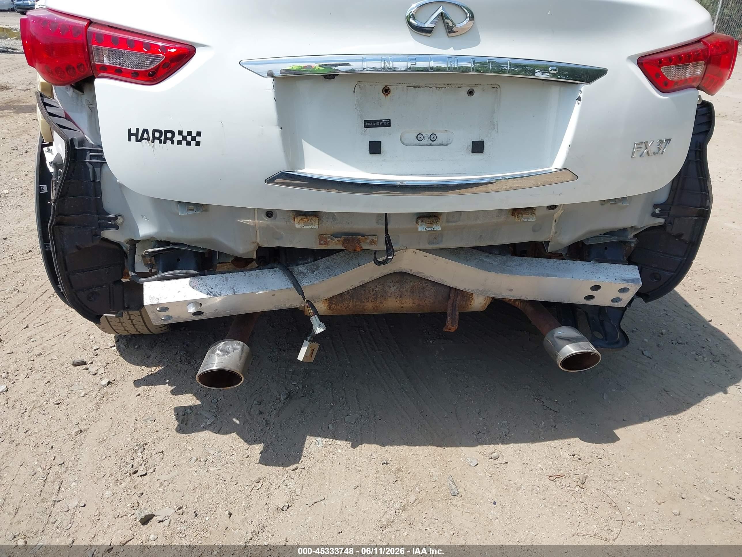 2013 Infiniti Fx37 White vin: JN8CS1MW2DM171265