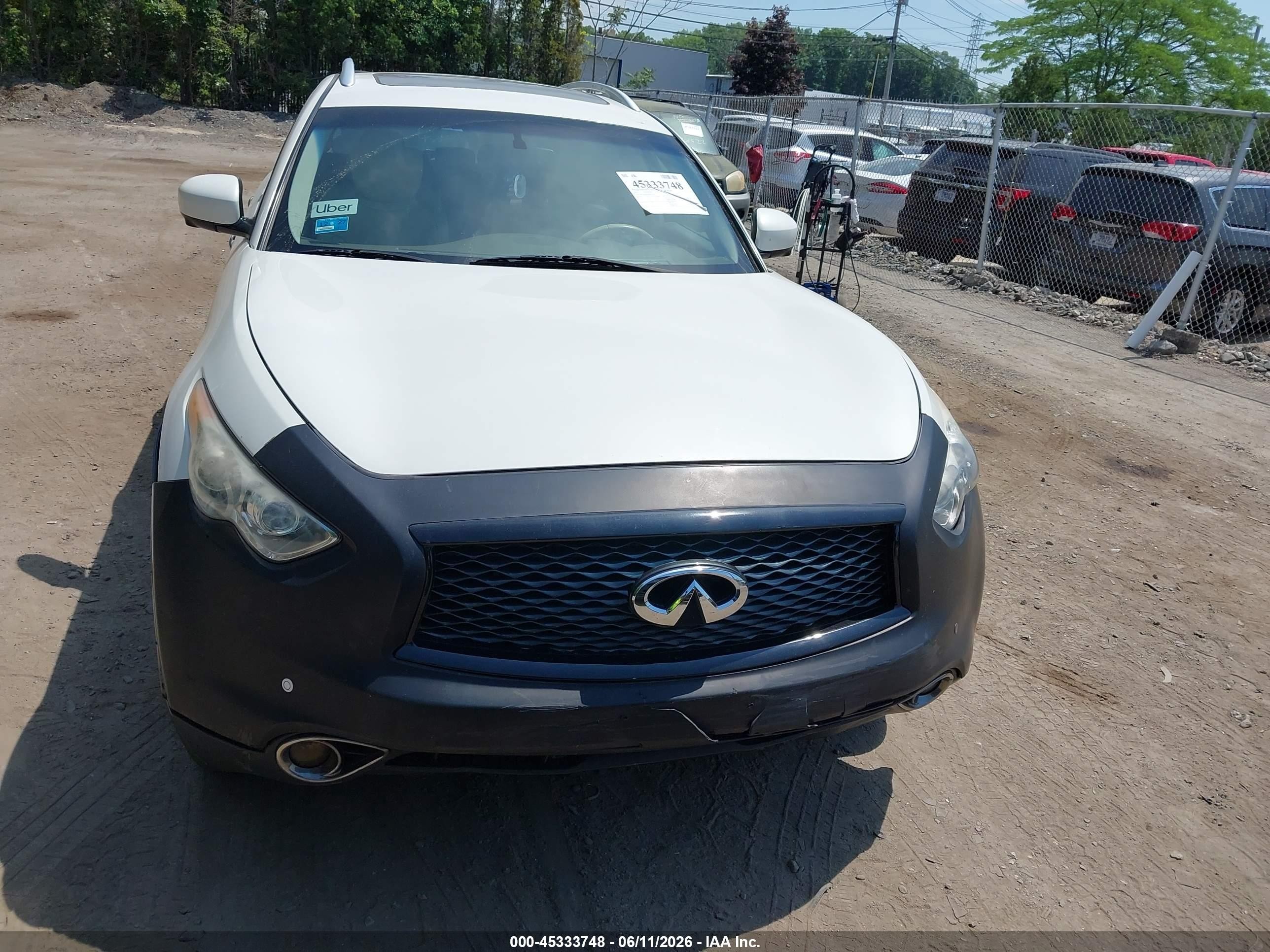 2013 Infiniti Fx37 White vin: JN8CS1MW2DM171265