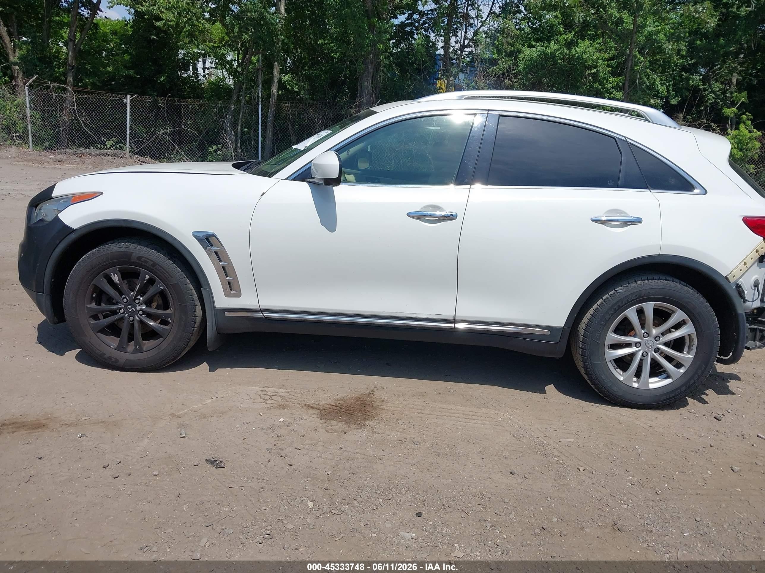 2013 Infiniti Fx37 White vin: JN8CS1MW2DM171265
