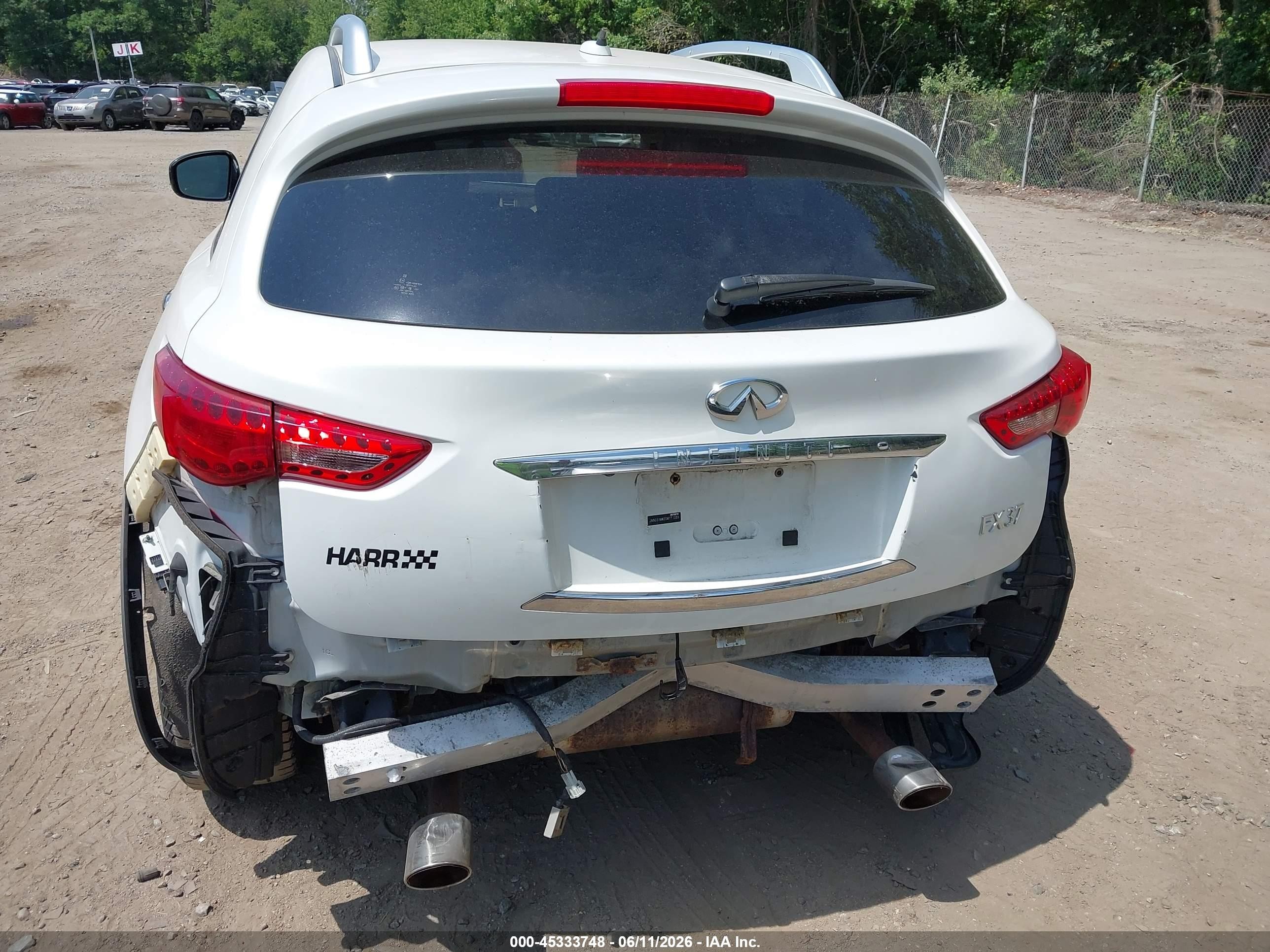 2013 Infiniti Fx37 White vin: JN8CS1MW2DM171265