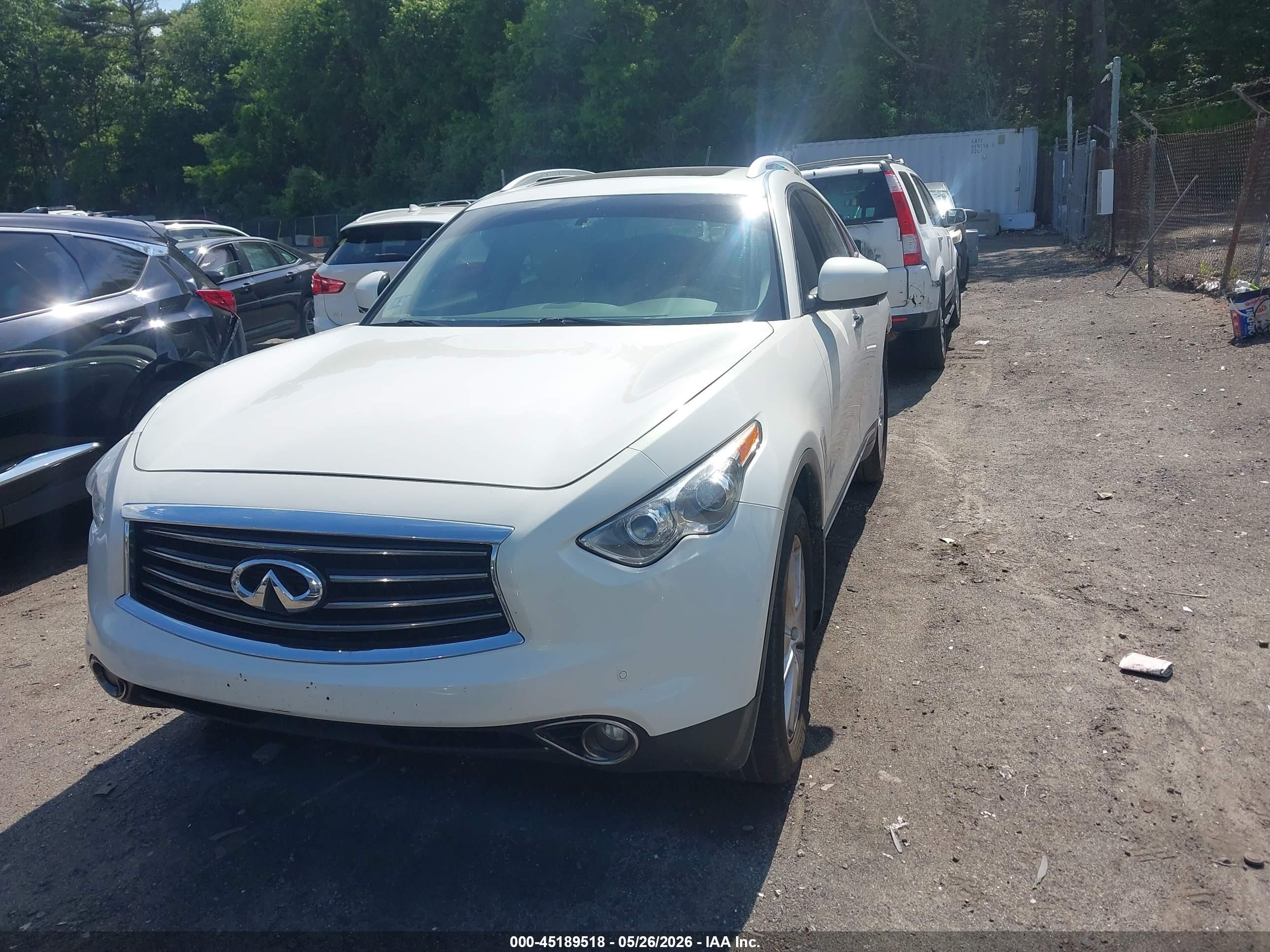 2013 Infiniti Fx37 White vin: JN8CS1MW2DM174862