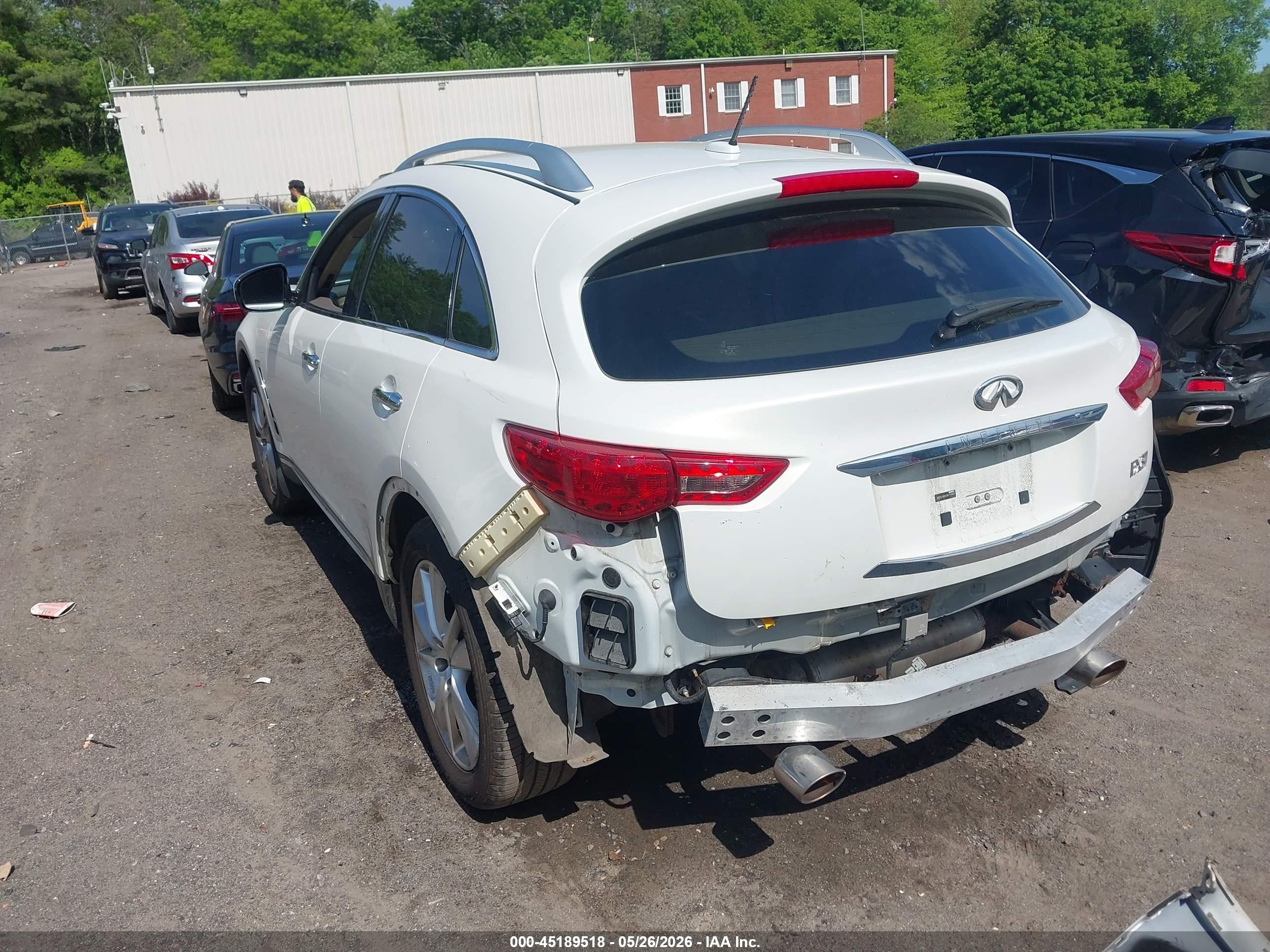 2013 Infiniti Fx37 White vin: JN8CS1MW2DM174862