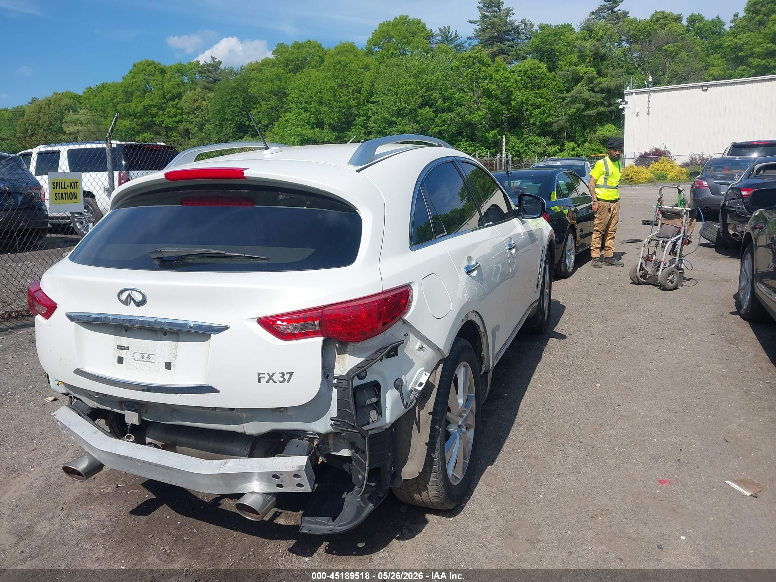 2013 Infiniti Fx37 White vin: JN8CS1MW2DM174862