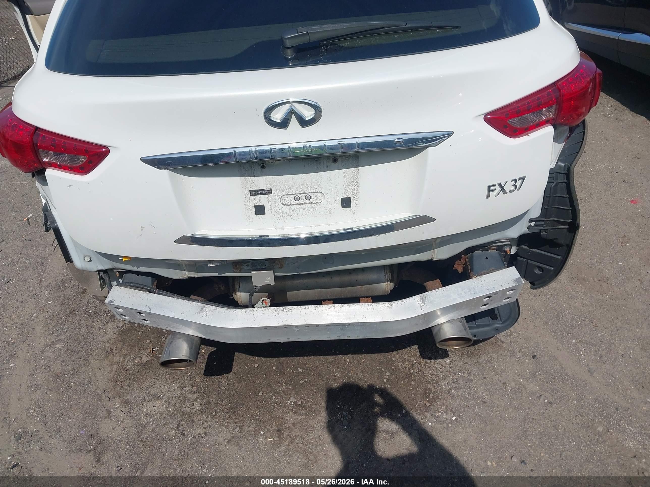 2013 Infiniti Fx37 White vin: JN8CS1MW2DM174862
