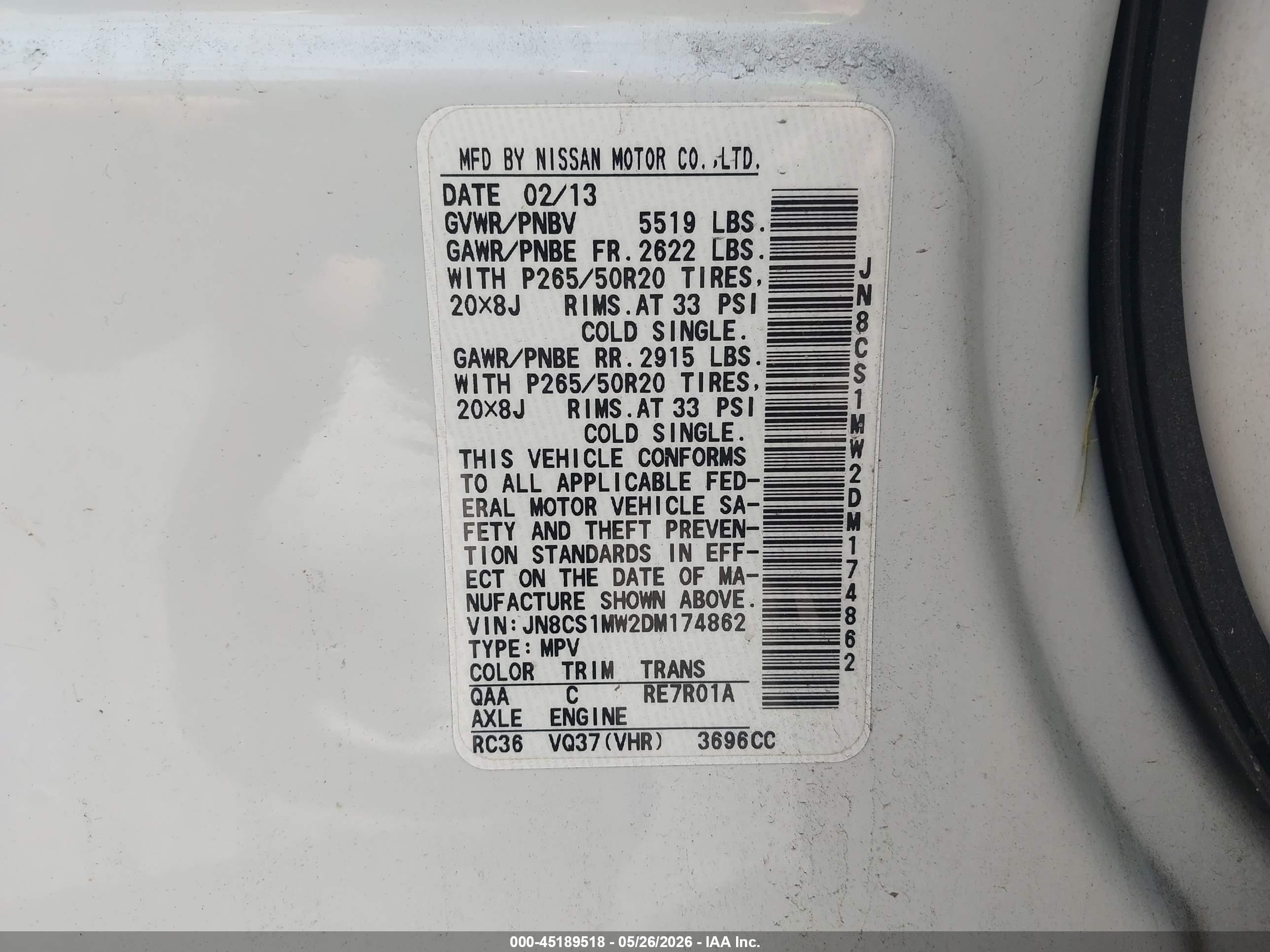 2013 Infiniti Fx37 White vin: JN8CS1MW2DM174862