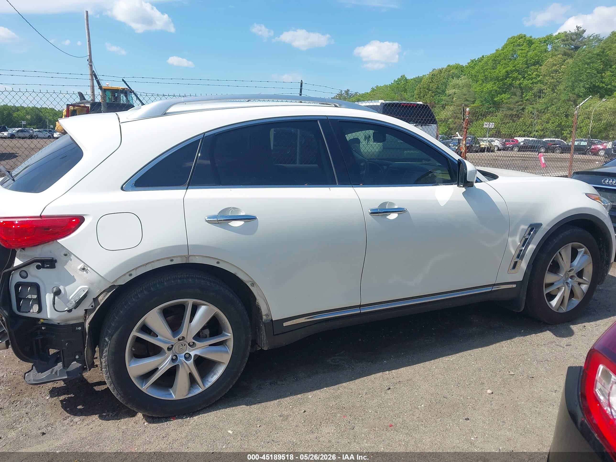 2013 Infiniti Fx37 White vin: JN8CS1MW2DM174862