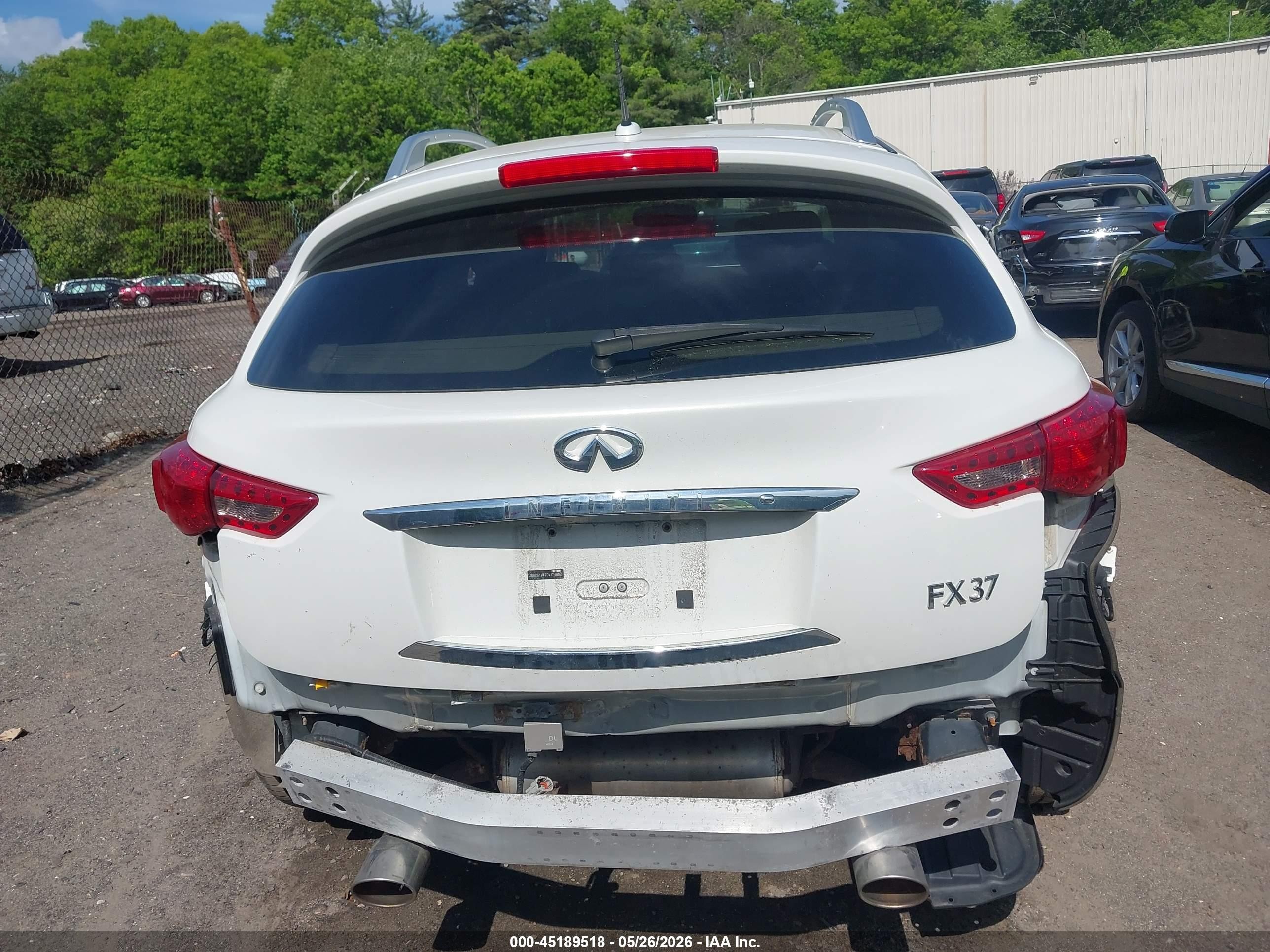2013 Infiniti Fx37 White vin: JN8CS1MW2DM174862