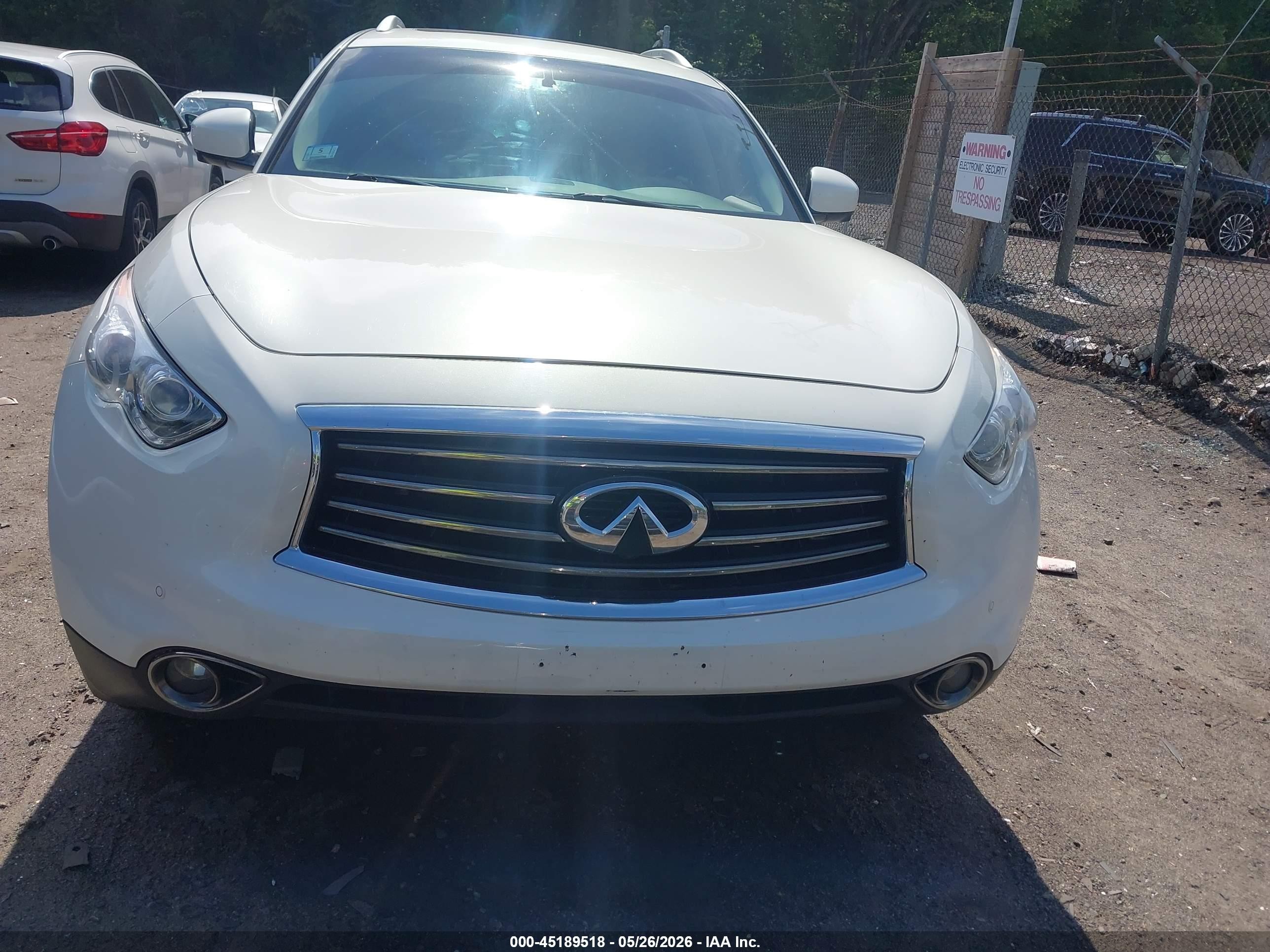 2013 Infiniti Fx37 White vin: JN8CS1MW2DM174862