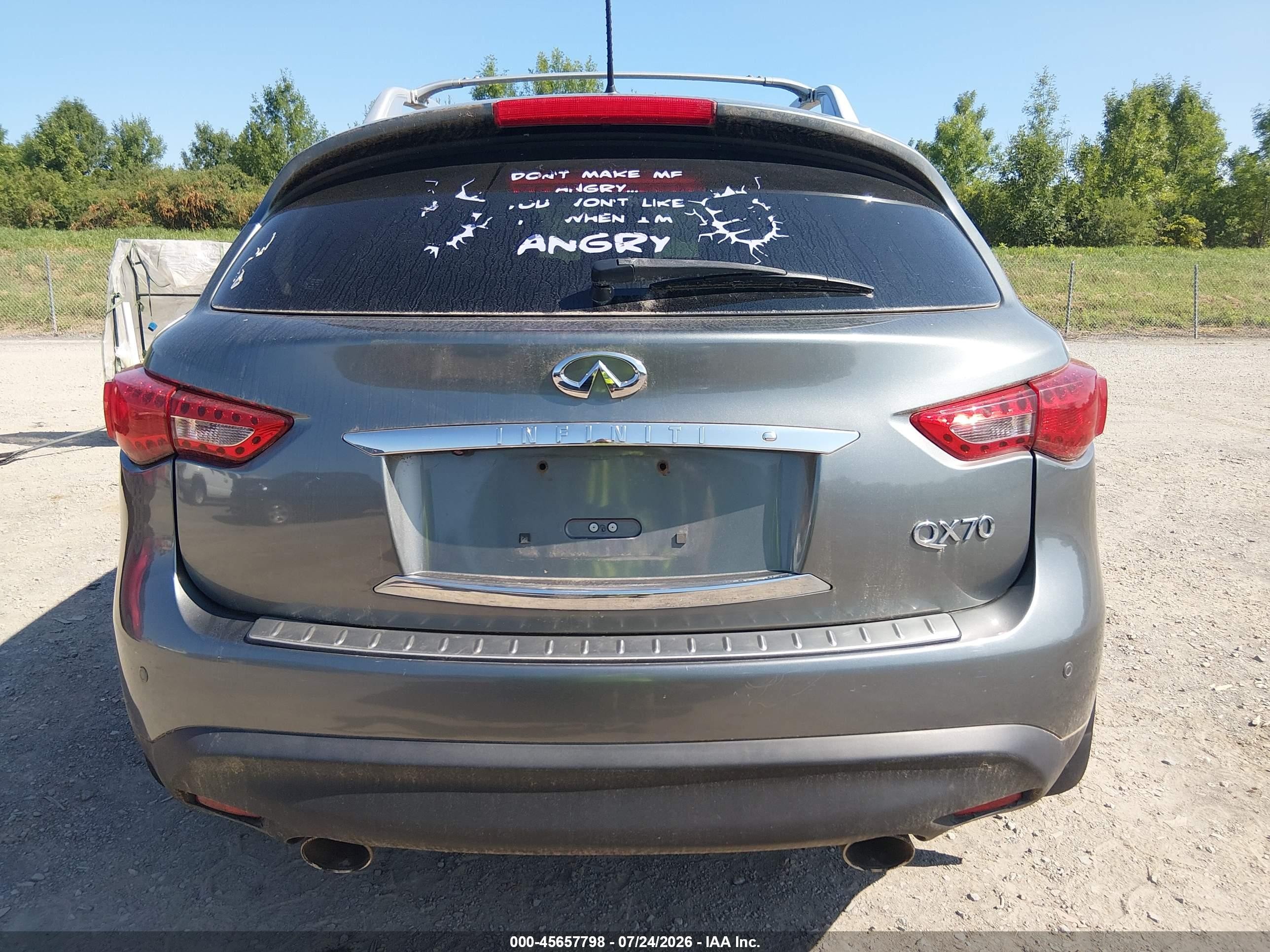 2014 Infiniti Qx70   Gray vin: JN8CS1MW3EM410419