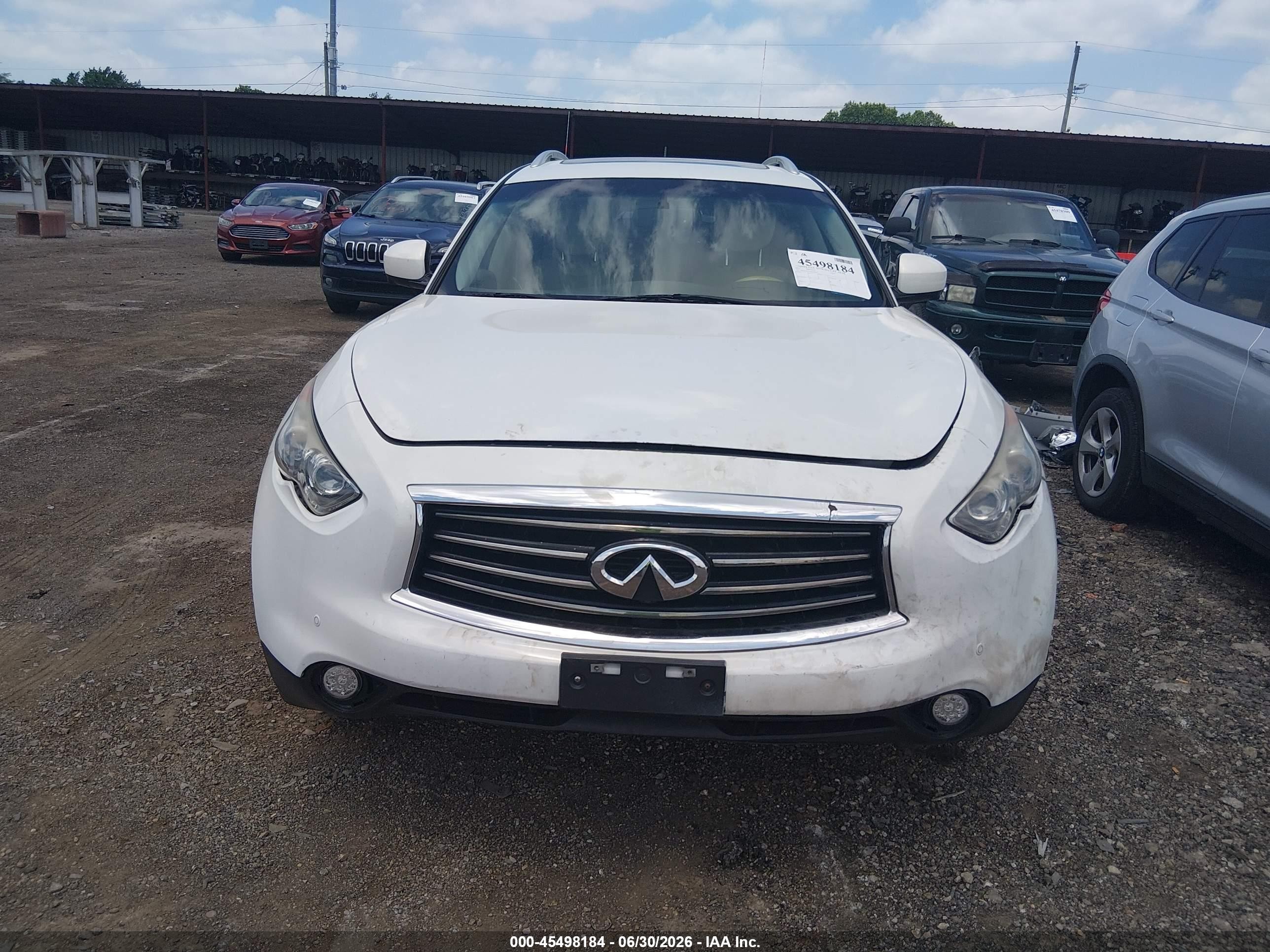 2013 Infiniti Fx37 White vin: JN8CS1MW6DM170054