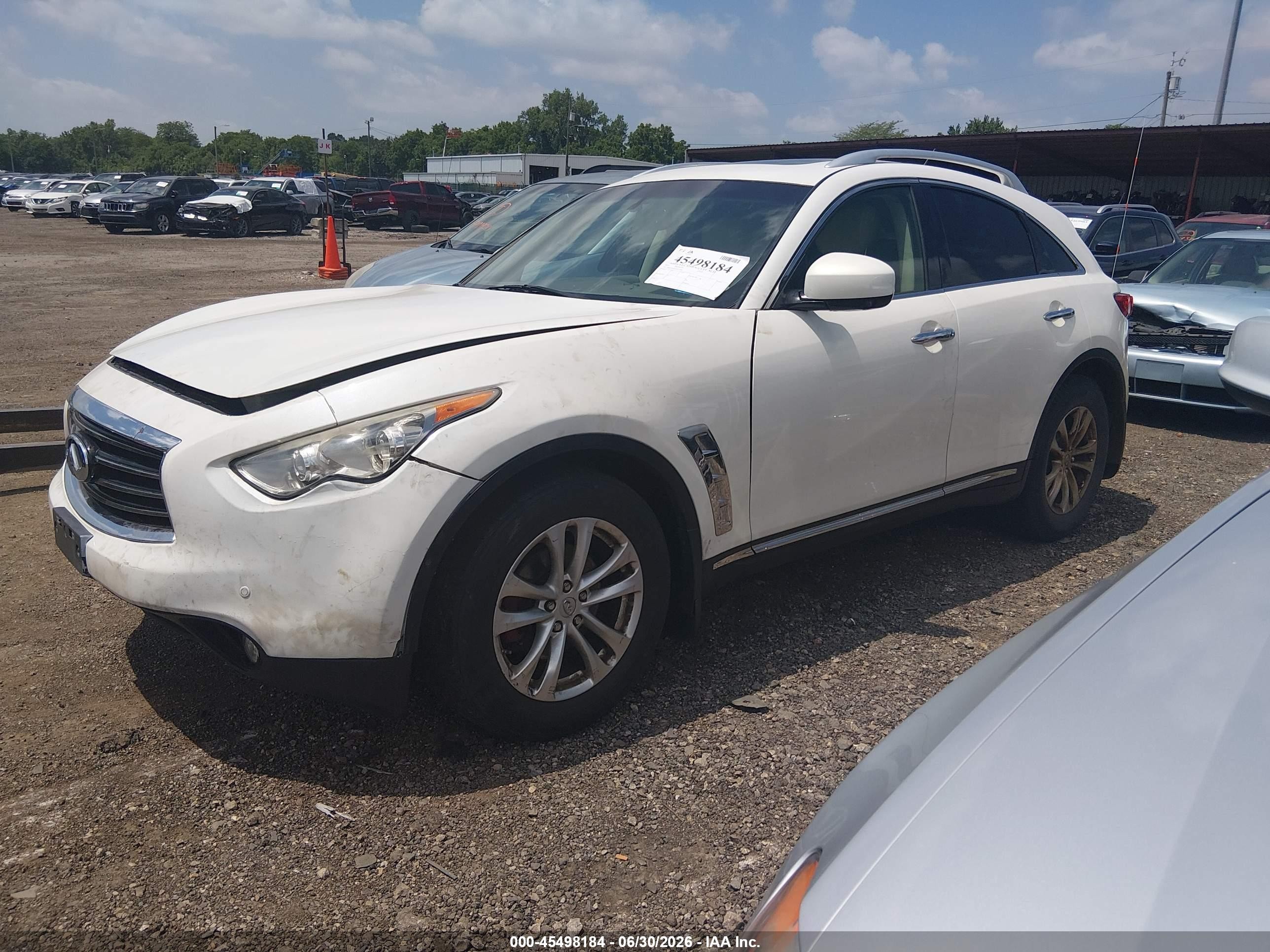 2013 Infiniti Fx37 White vin: JN8CS1MW6DM170054
