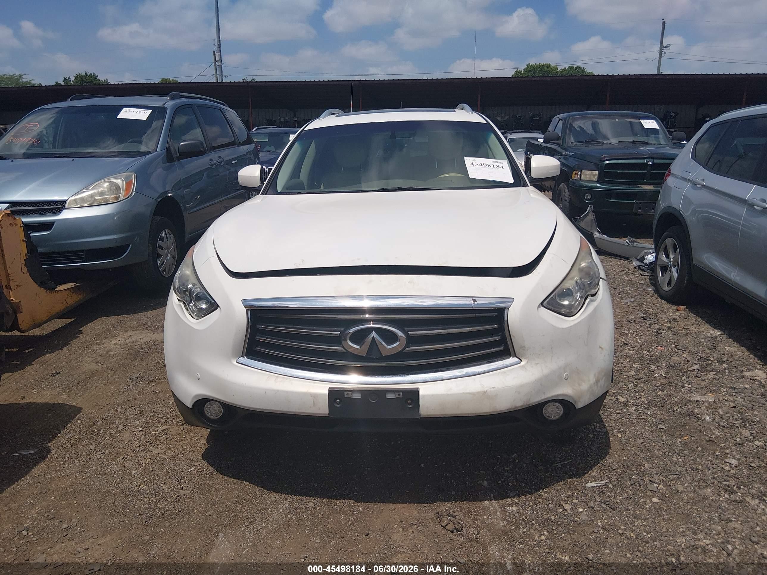 2013 Infiniti Fx37 White vin: JN8CS1MW6DM170054