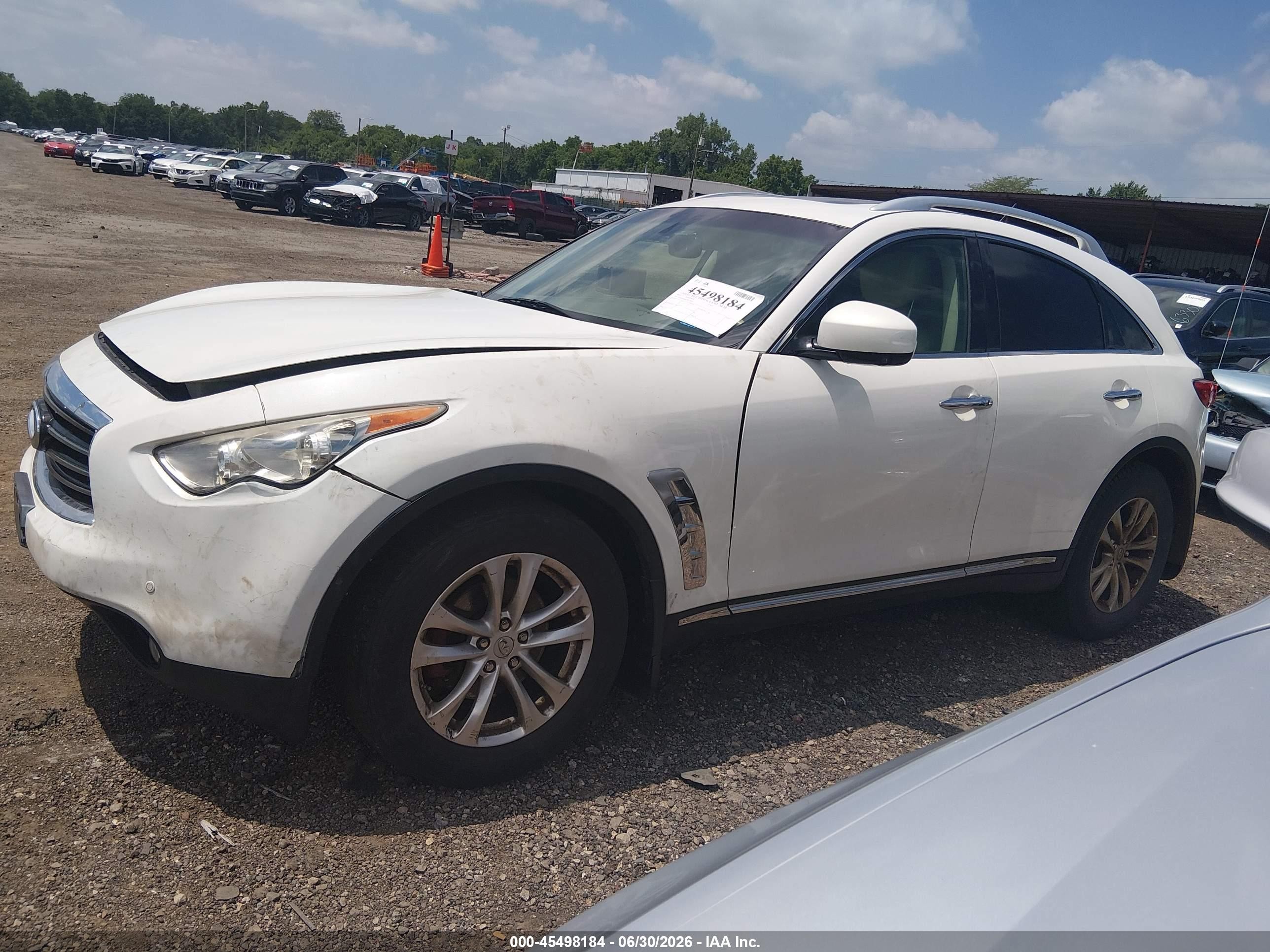 2013 Infiniti Fx37 White vin: JN8CS1MW6DM170054