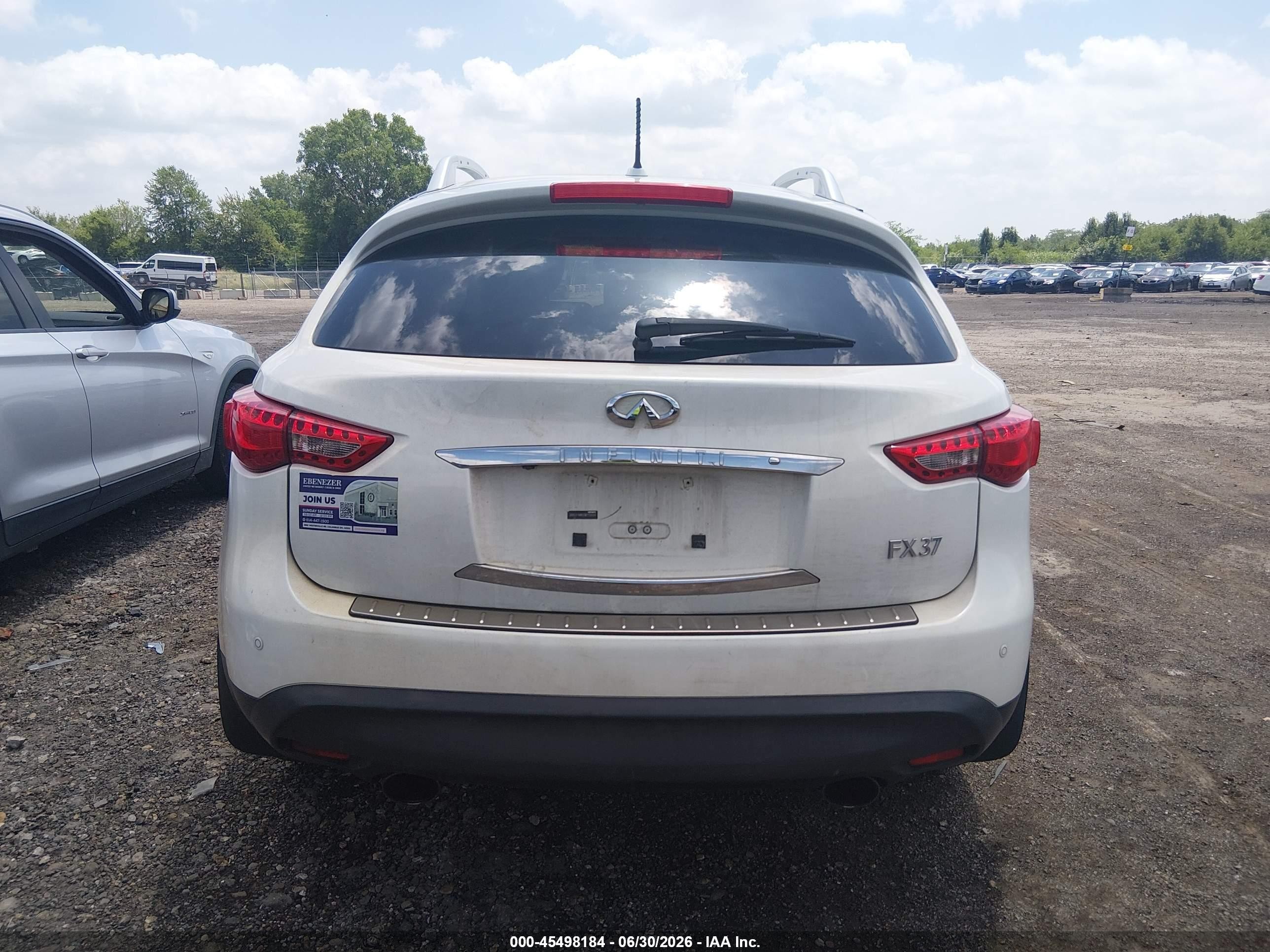 2013 Infiniti Fx37 White vin: JN8CS1MW6DM170054