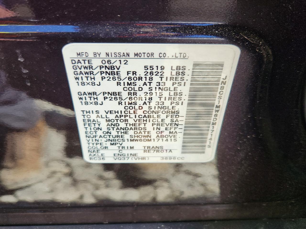 2013 Infiniti Fx37 Base Gray vin: JN8CS1MW6DM171415
