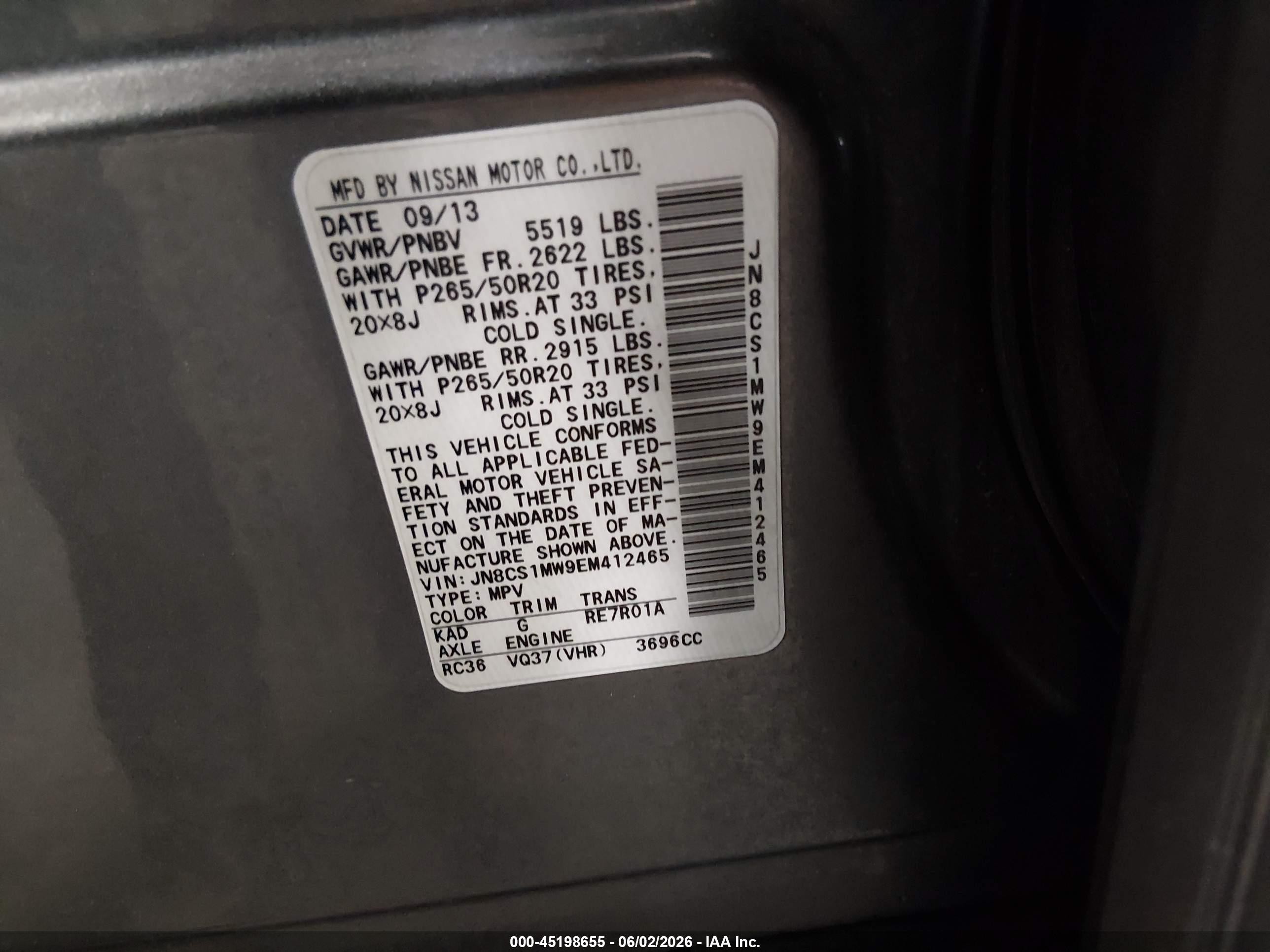2014 Infiniti Qx70   Gray vin: JN8CS1MW9EM412465