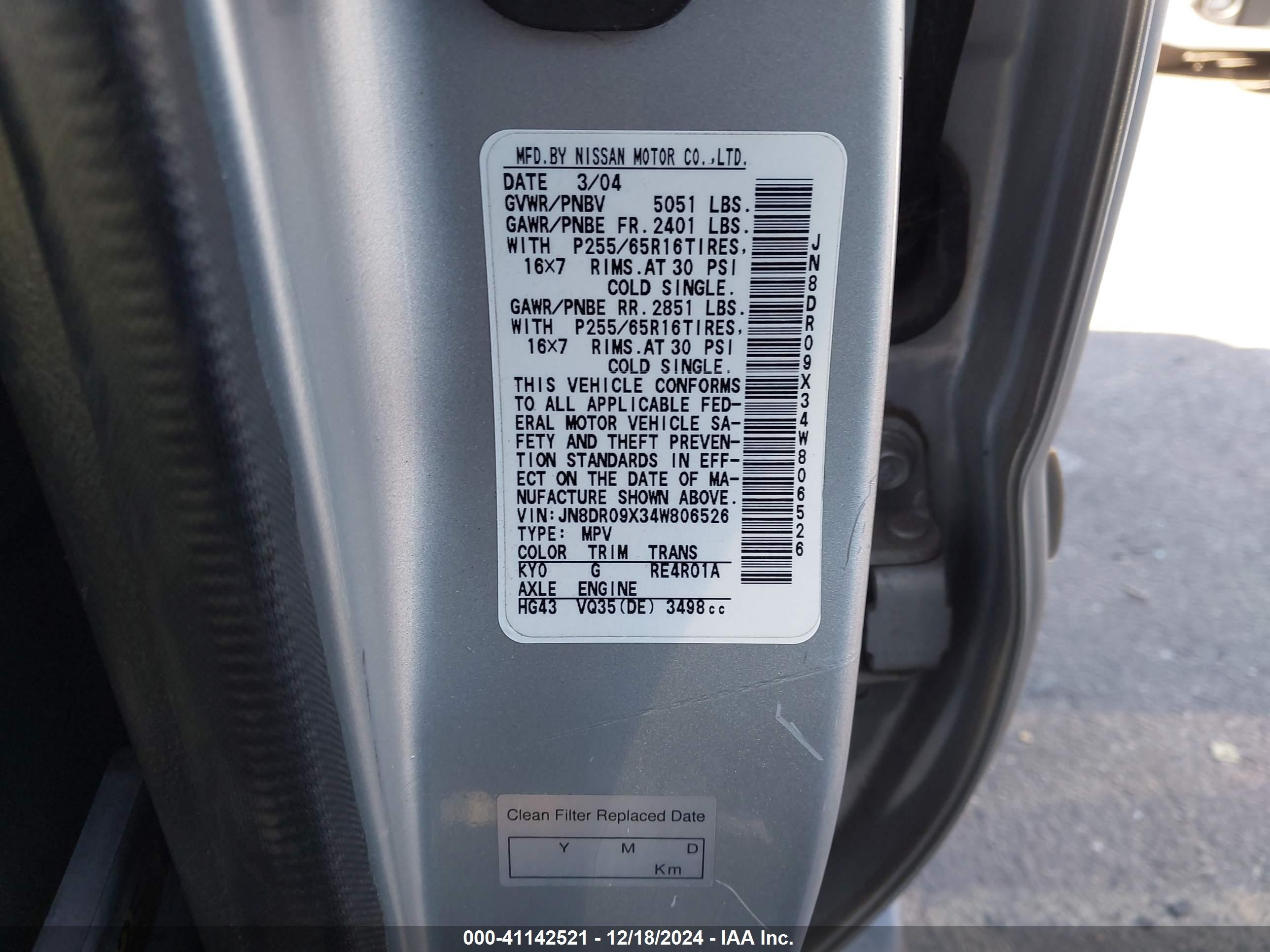Price & History 2004 Nissan Pathfinder Se 3.5l V-6 Dohc, Vvt