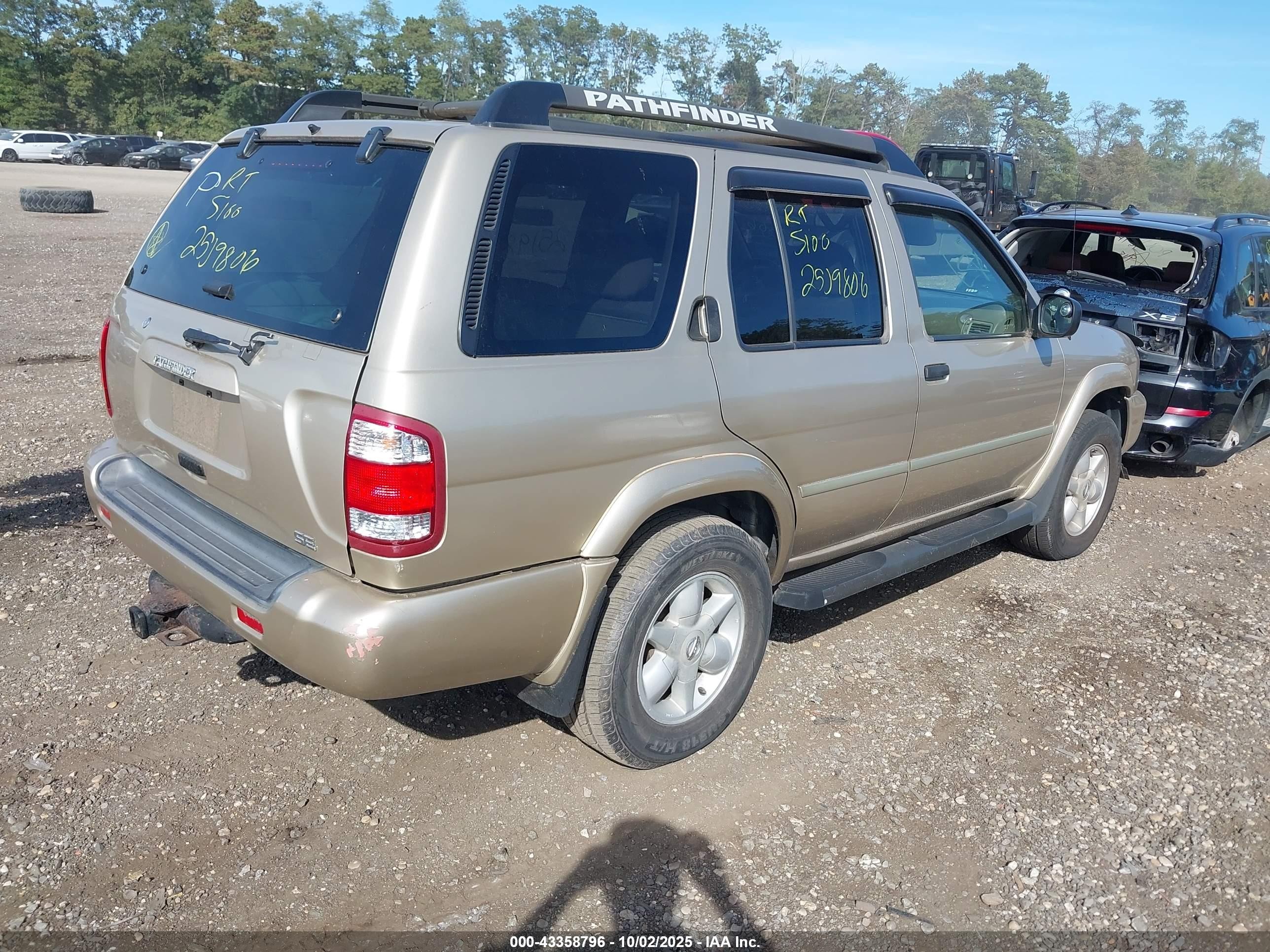 2002 Nissan Pathfinder Se Tan vin: JN8DR09Y42W727565
