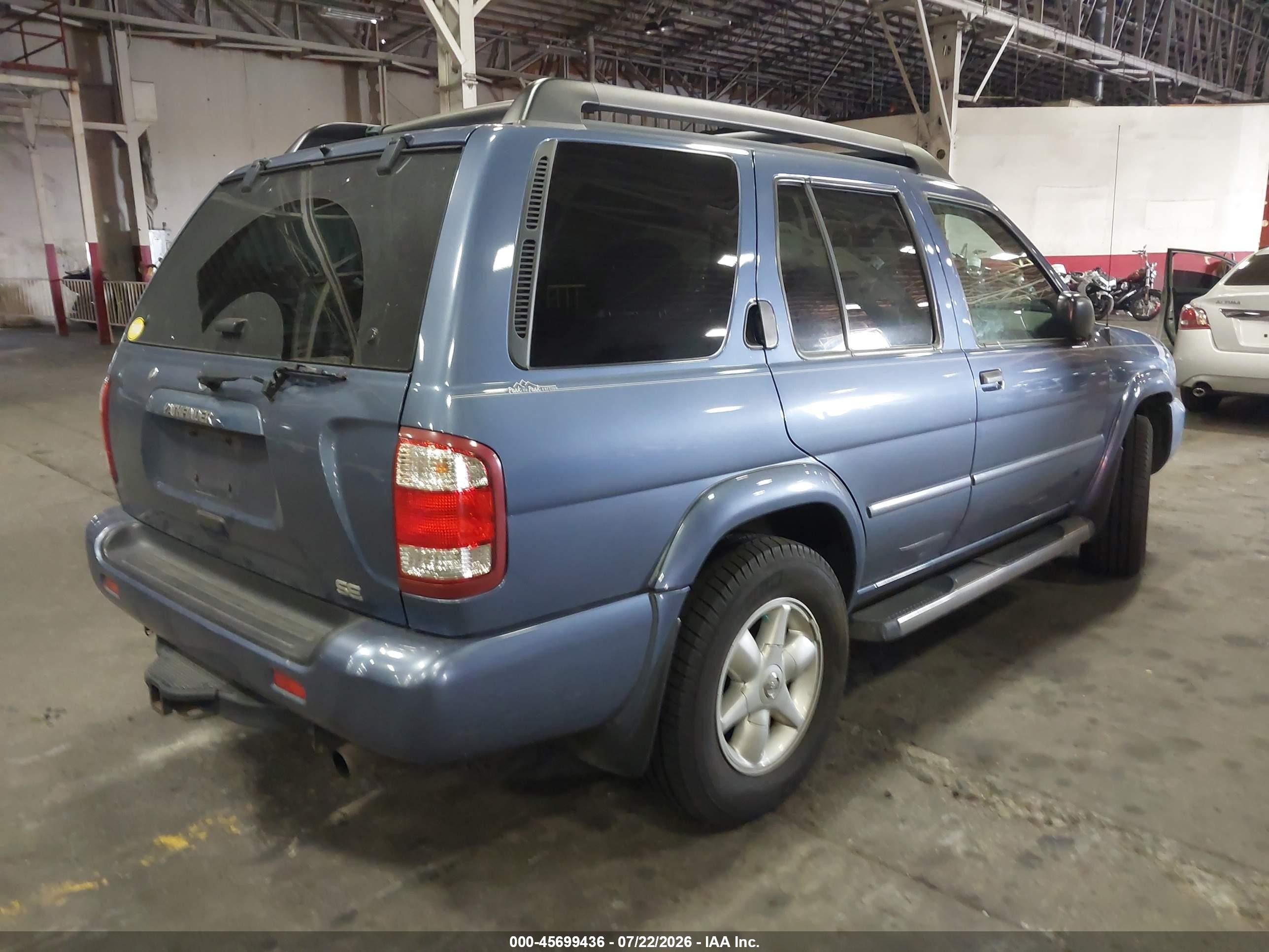 2002 Nissan Pathfinder Se Синий vin: JN8DR09Y72W729987