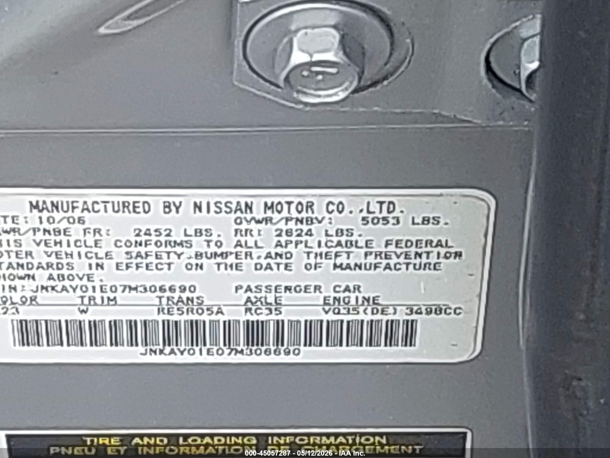 2007 Infiniti M35 Sport Серебряный vin: JNKAY01E07M306690