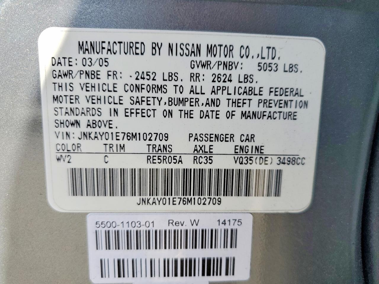 2006 Infiniti M35 Base Gray vin: JNKAY01E76M102709