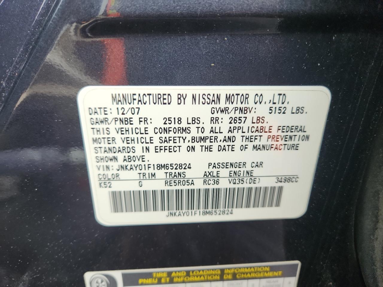 2008 Infiniti M35 Base Charcoal vin: JNKAY01F18M652824