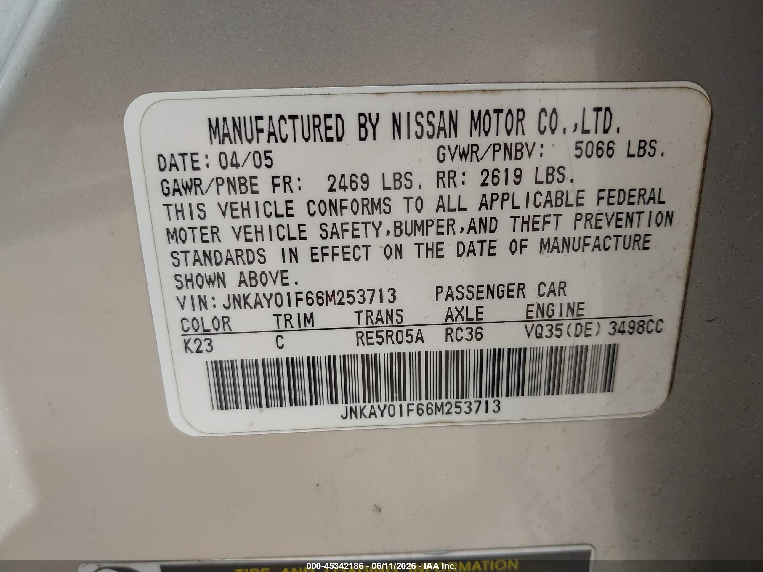 2006 Infiniti M35x Silver vin: JNKAY01F66M253713