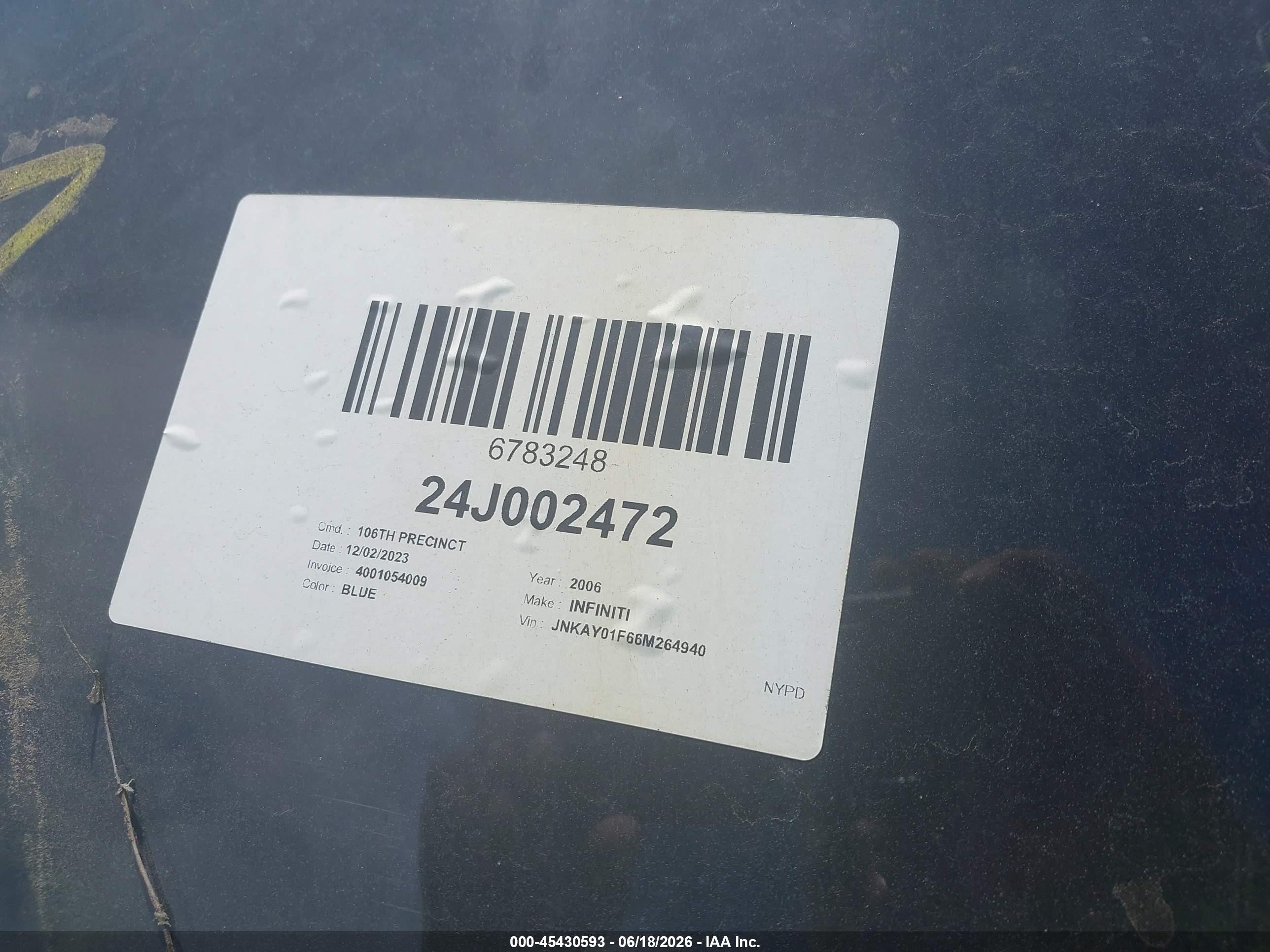 2006 Infiniti M35x   Blue vin: JNKAY01F66M264940