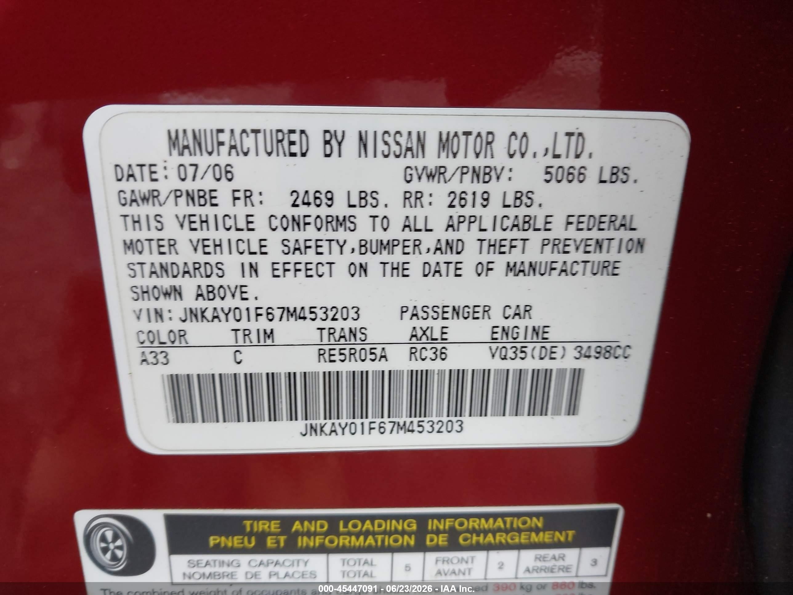 2007 Infiniti M35x Red vin: JNKAY01F67M453203