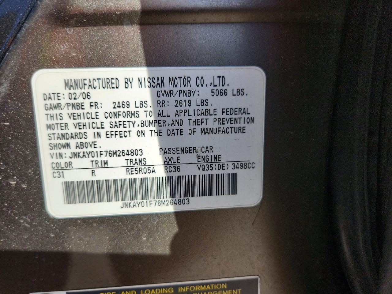 2006 Infiniti M35 Base Gray vin: JNKAY01F76M264803
