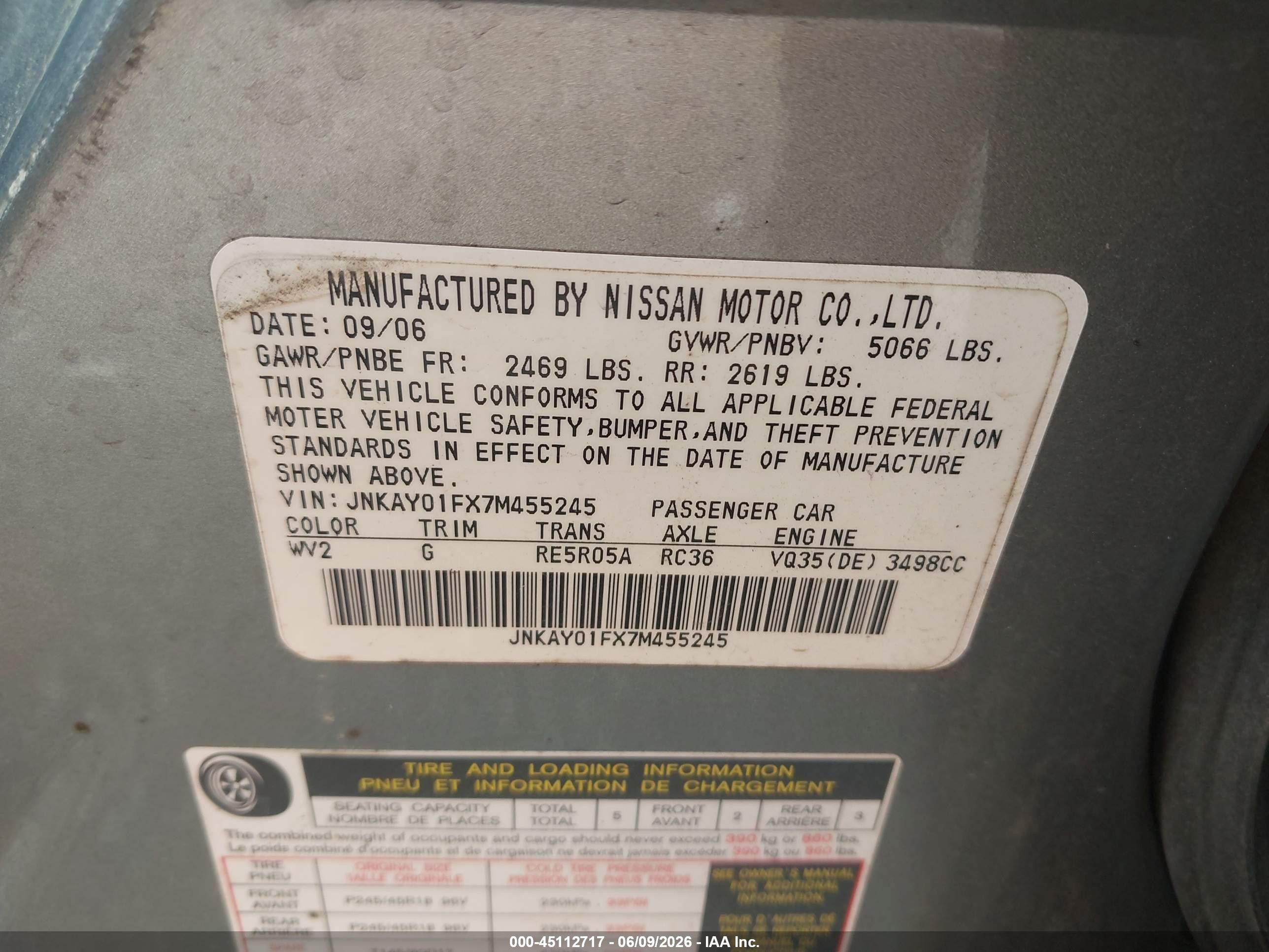 2007 Infiniti M35x   Gold vin: JNKAY01FX7M455245