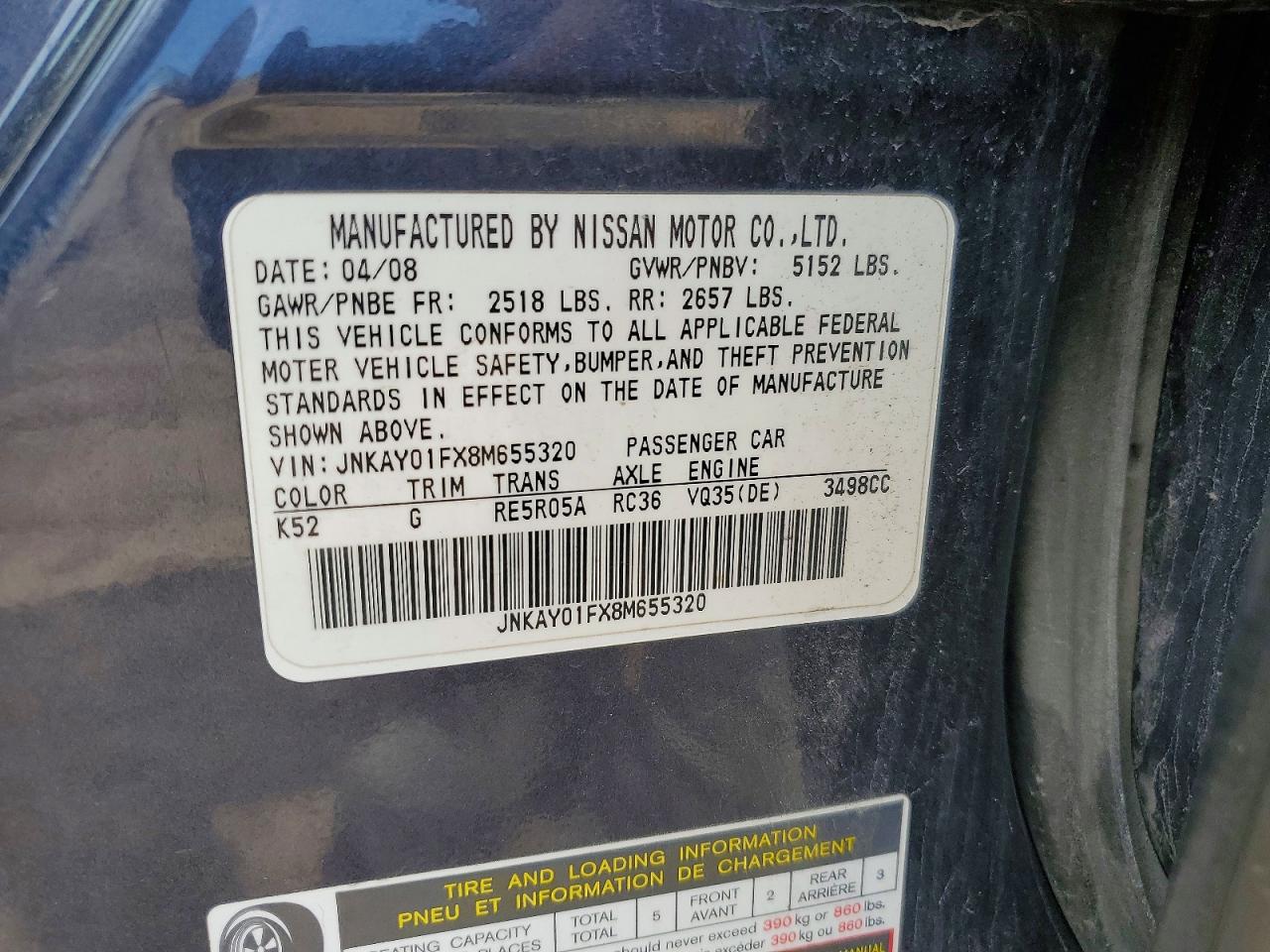2008 Infiniti M35 X Blue vin: JNKAY01FX8M655320