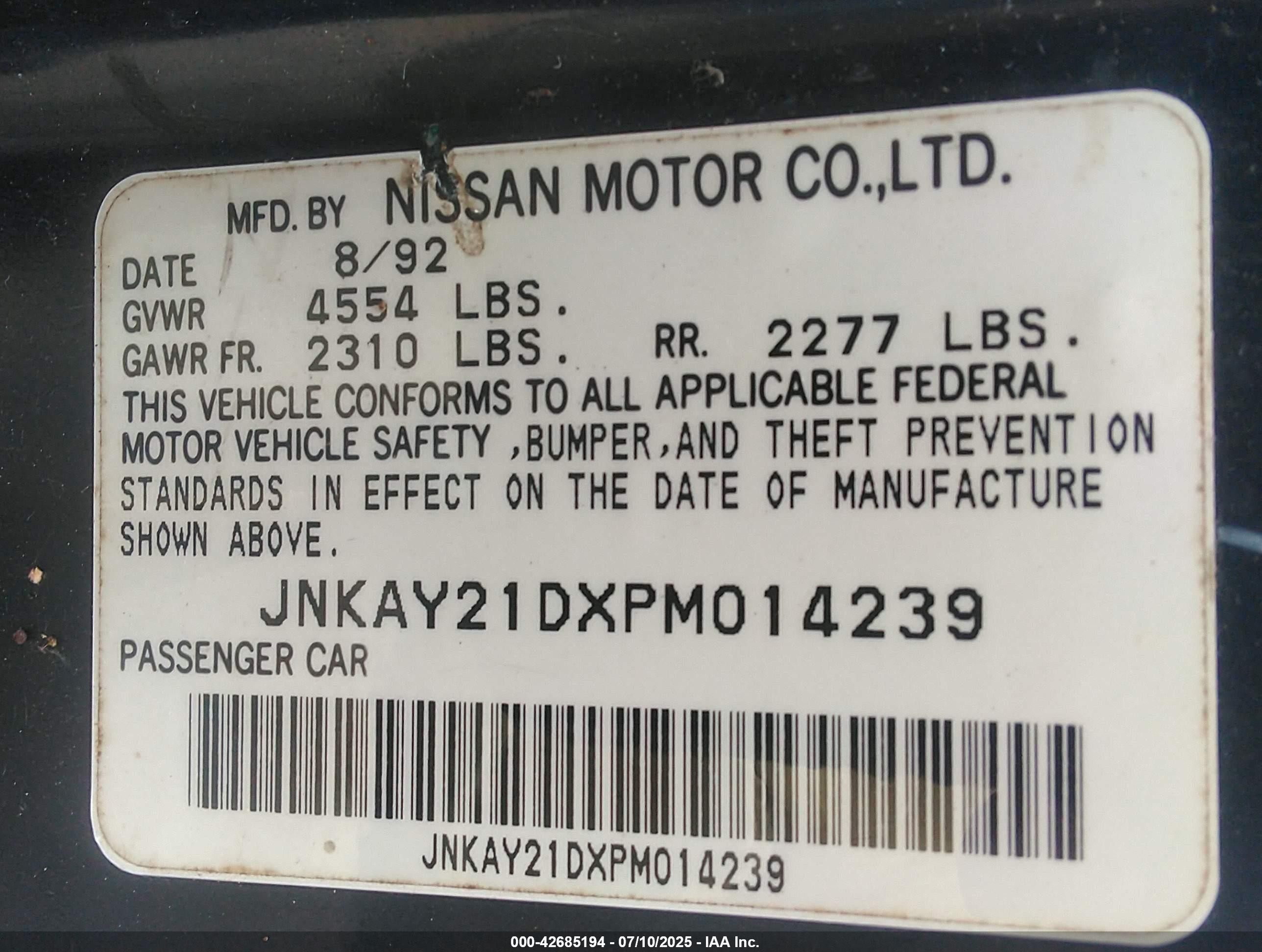 1993 Infiniti J30   Blue vin: JNKAY21DXPM014239