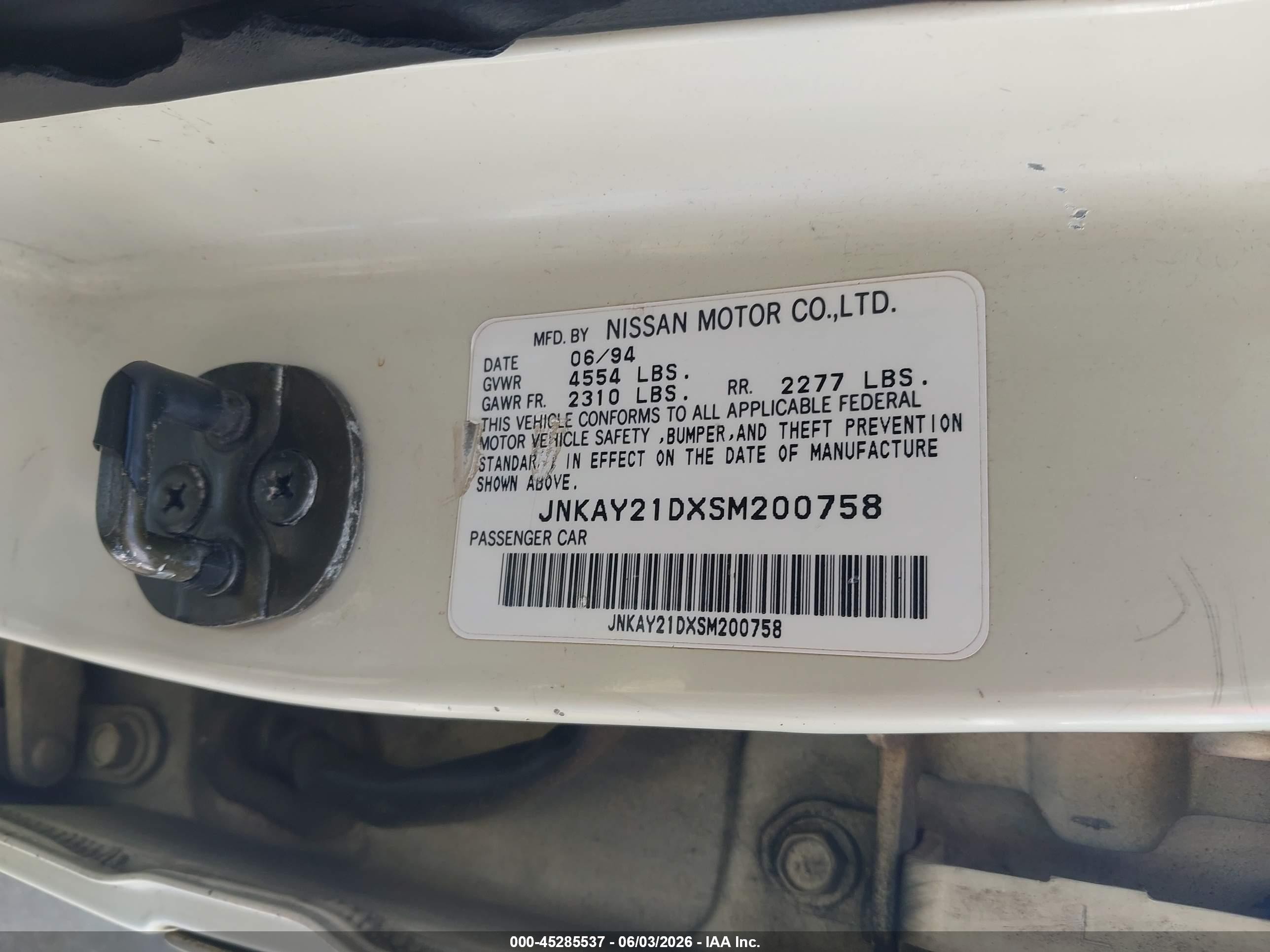 1995 Infiniti J30   White vin: JNKAY21DXSM200758