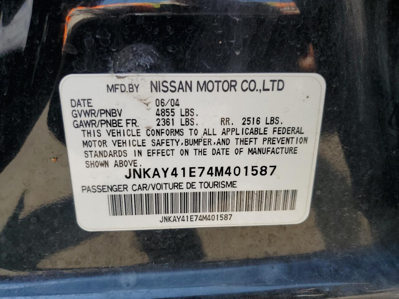 2004 Infiniti M45 Black vin: JNKAY41E74M401587