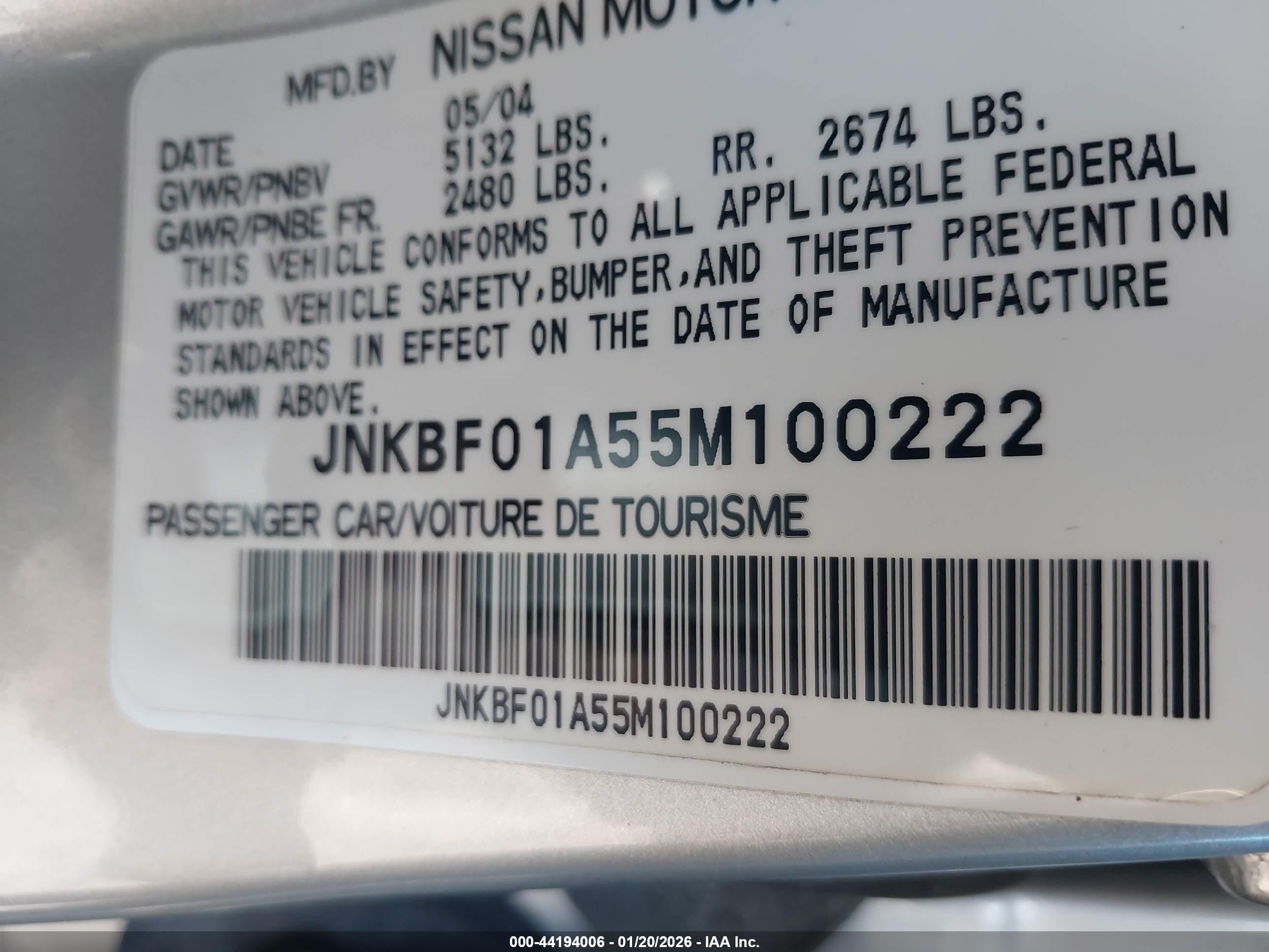 2005 Infiniti Q45   Silver vin: JNKBF01A55M100222