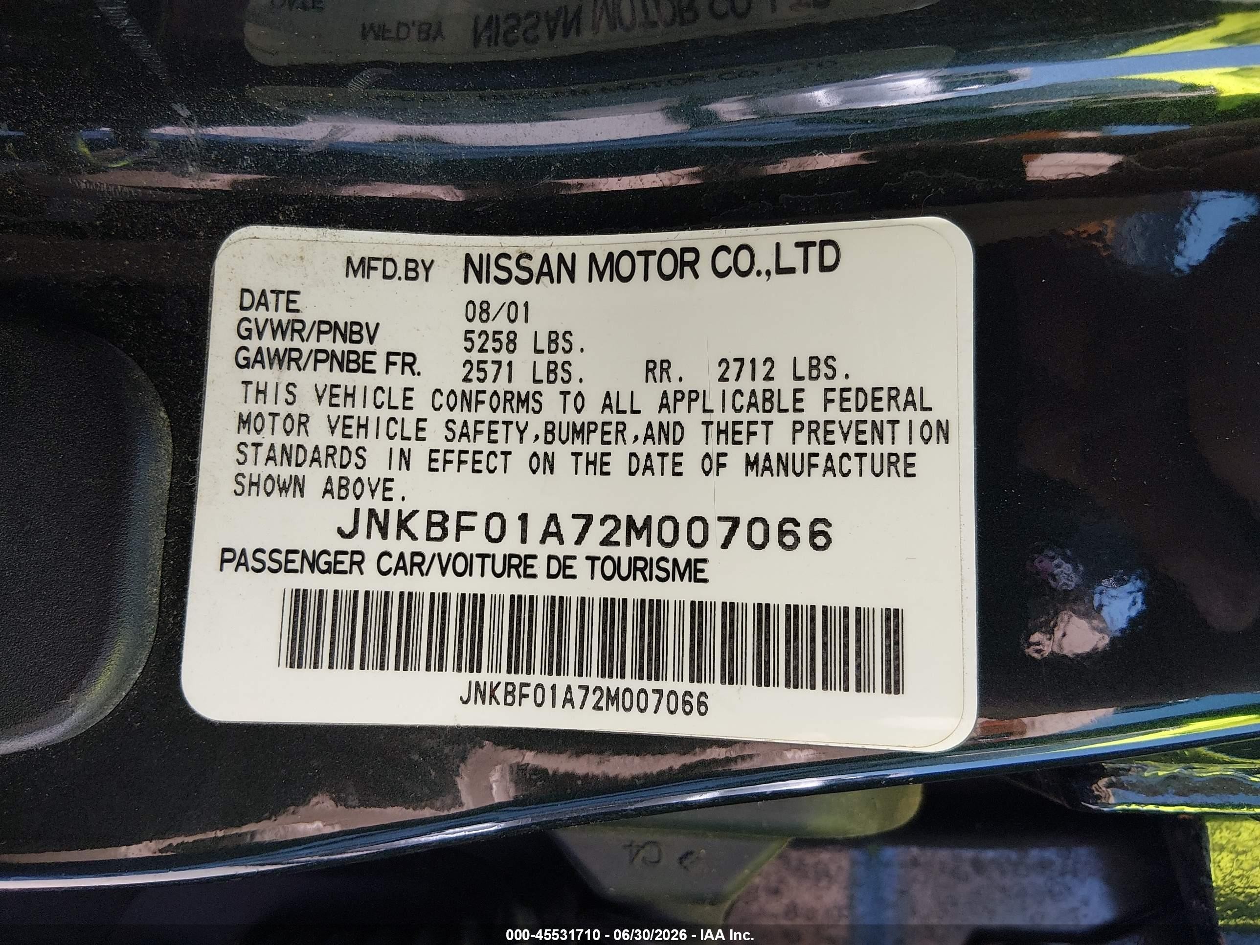 2002 Infiniti Q45 Luxury Green vin: JNKBF01A72M007066