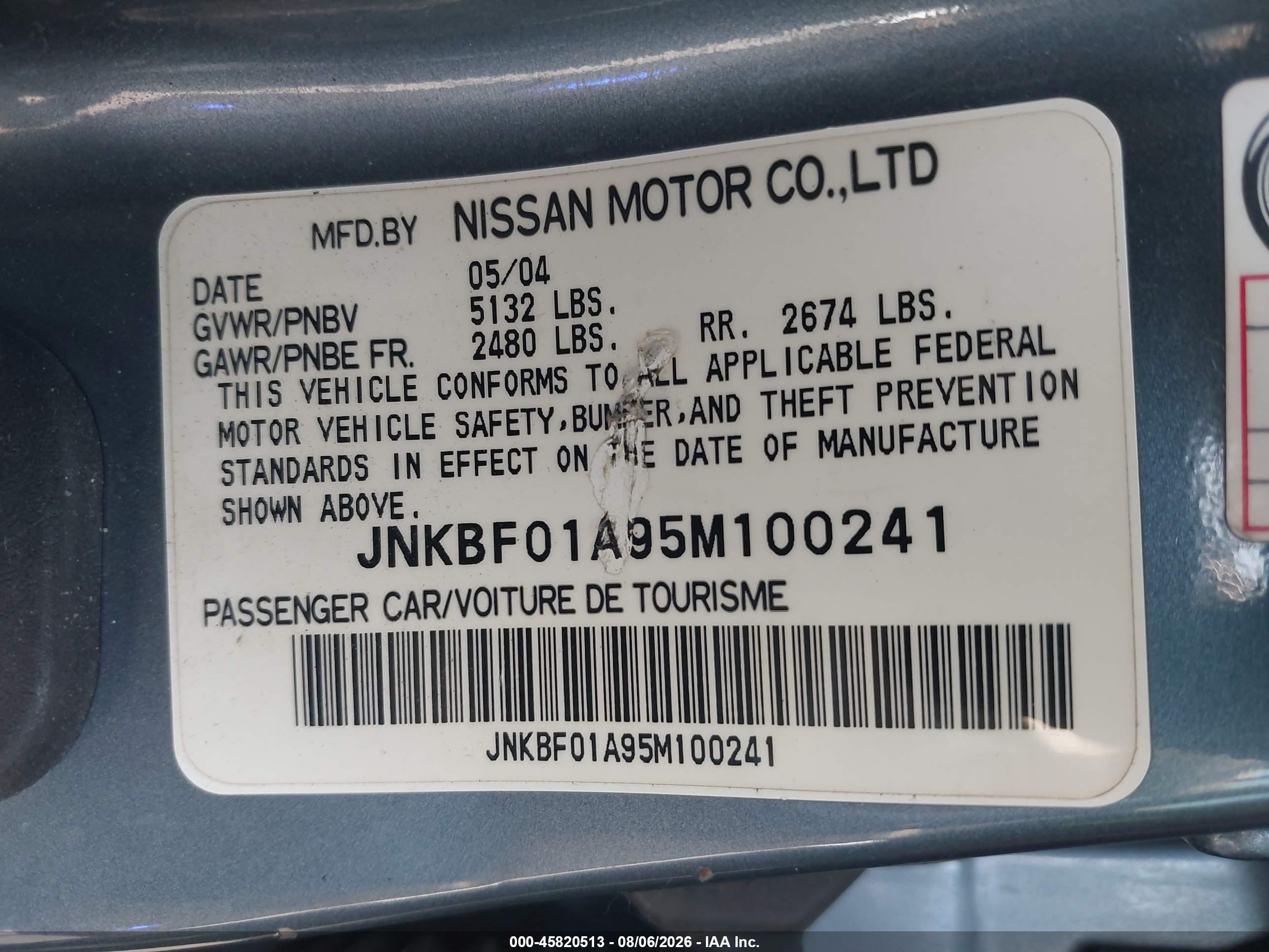 2005 Infiniti Q45   Blue vin: JNKBF01A95M100241