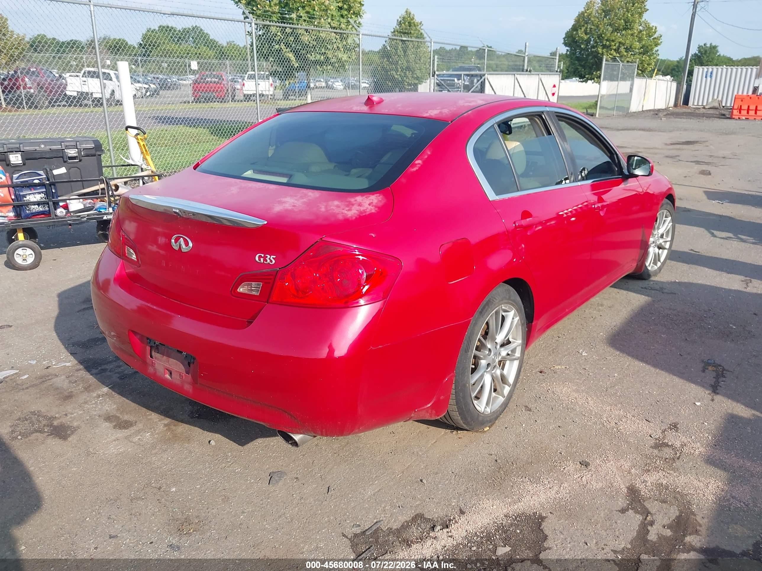 2007 Infiniti G35 Journey Red vin: JNKBV61E27M714124