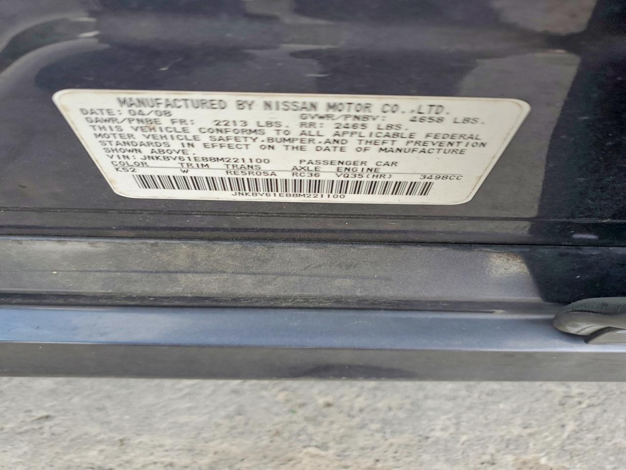 2008 Infiniti G35 Base Gray vin: JNKBV61E88M221100