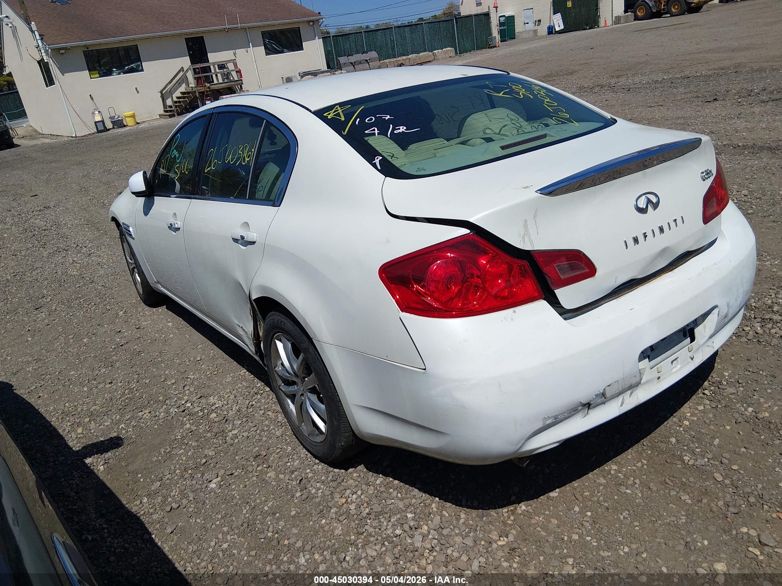 2007 Infiniti G35x   White vin: JNKBV61F07M807250