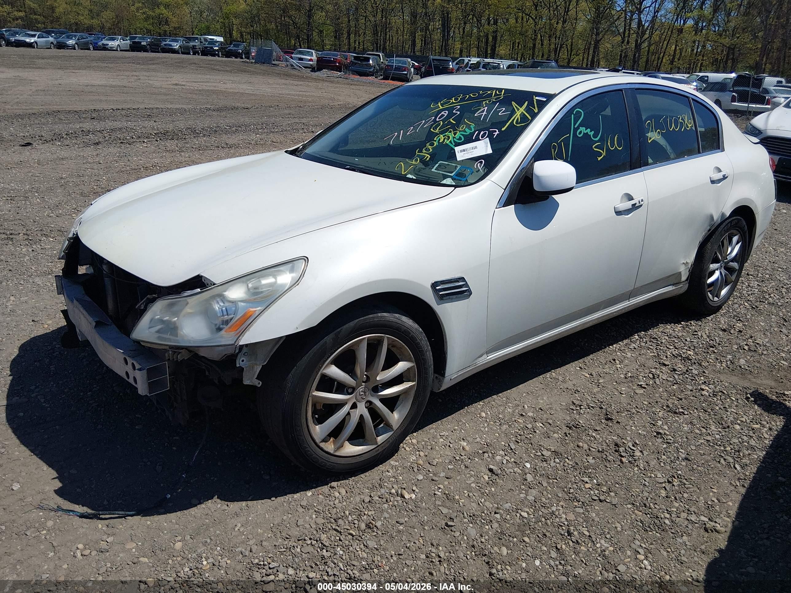 2007 Infiniti G35x   White vin: JNKBV61F07M807250
