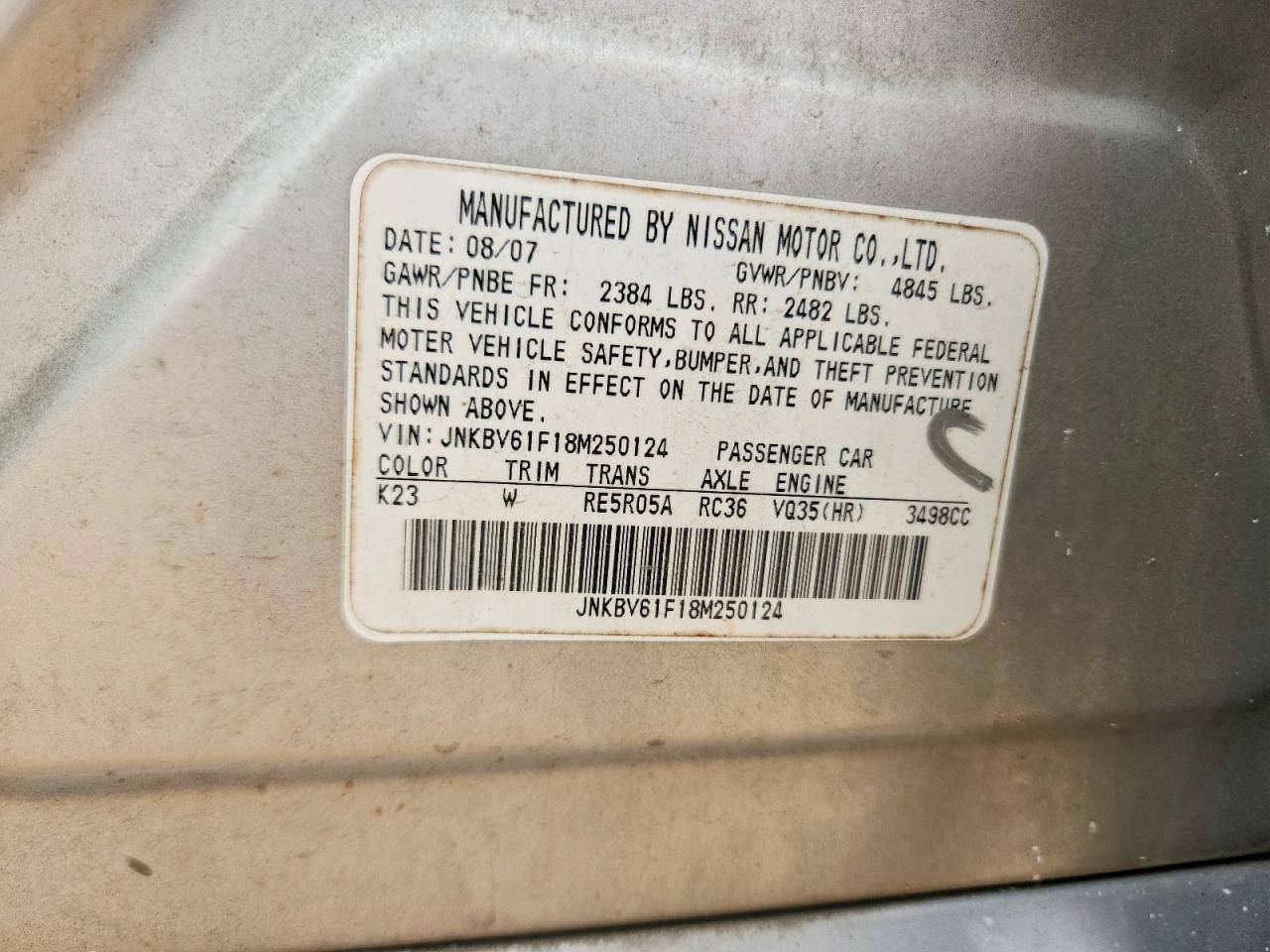 2008 Infiniti G35 X Silver vin: JNKBV61F18M250124