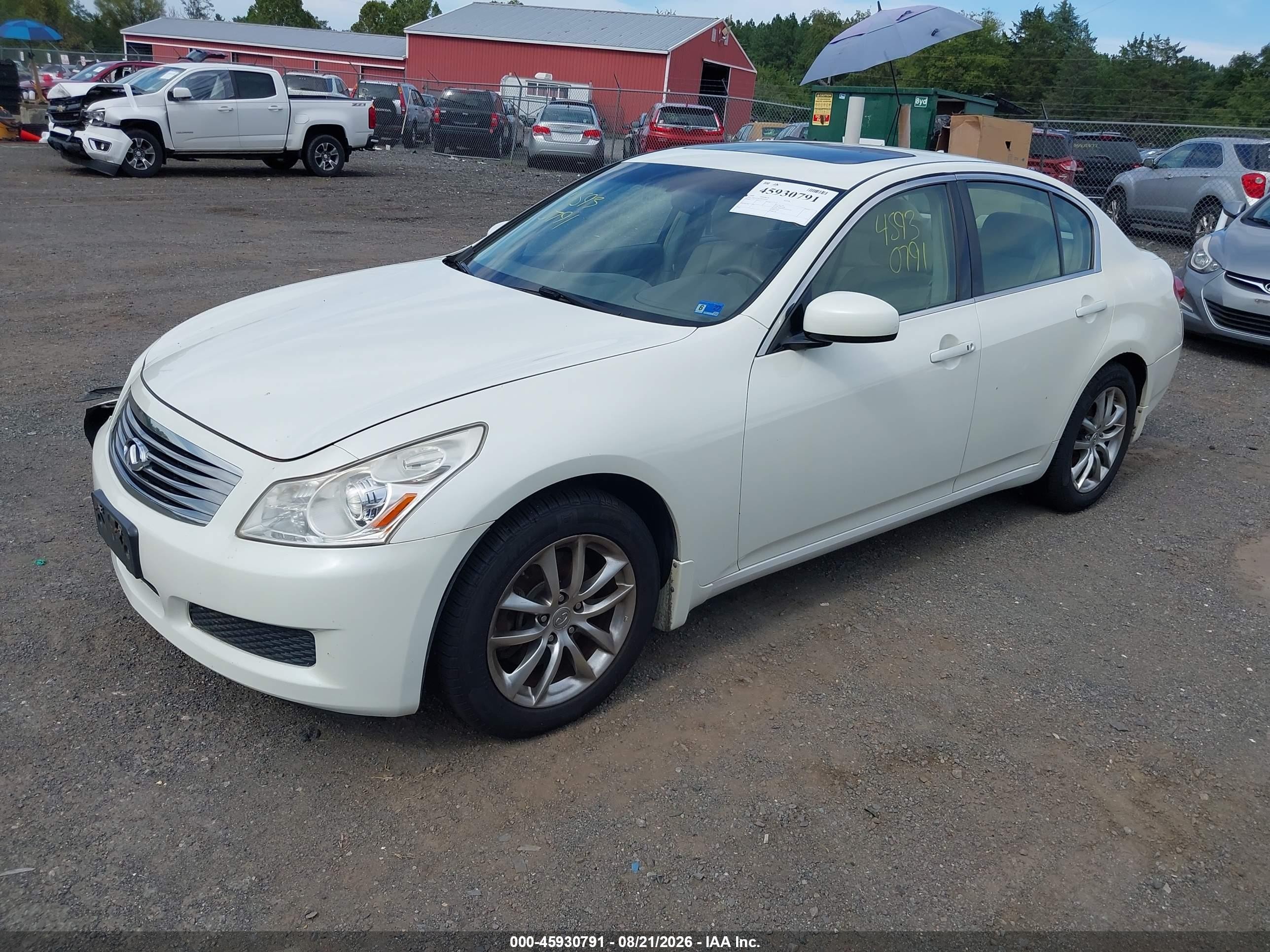 2008 Infiniti G35x   White vin: JNKBV61F18M270504