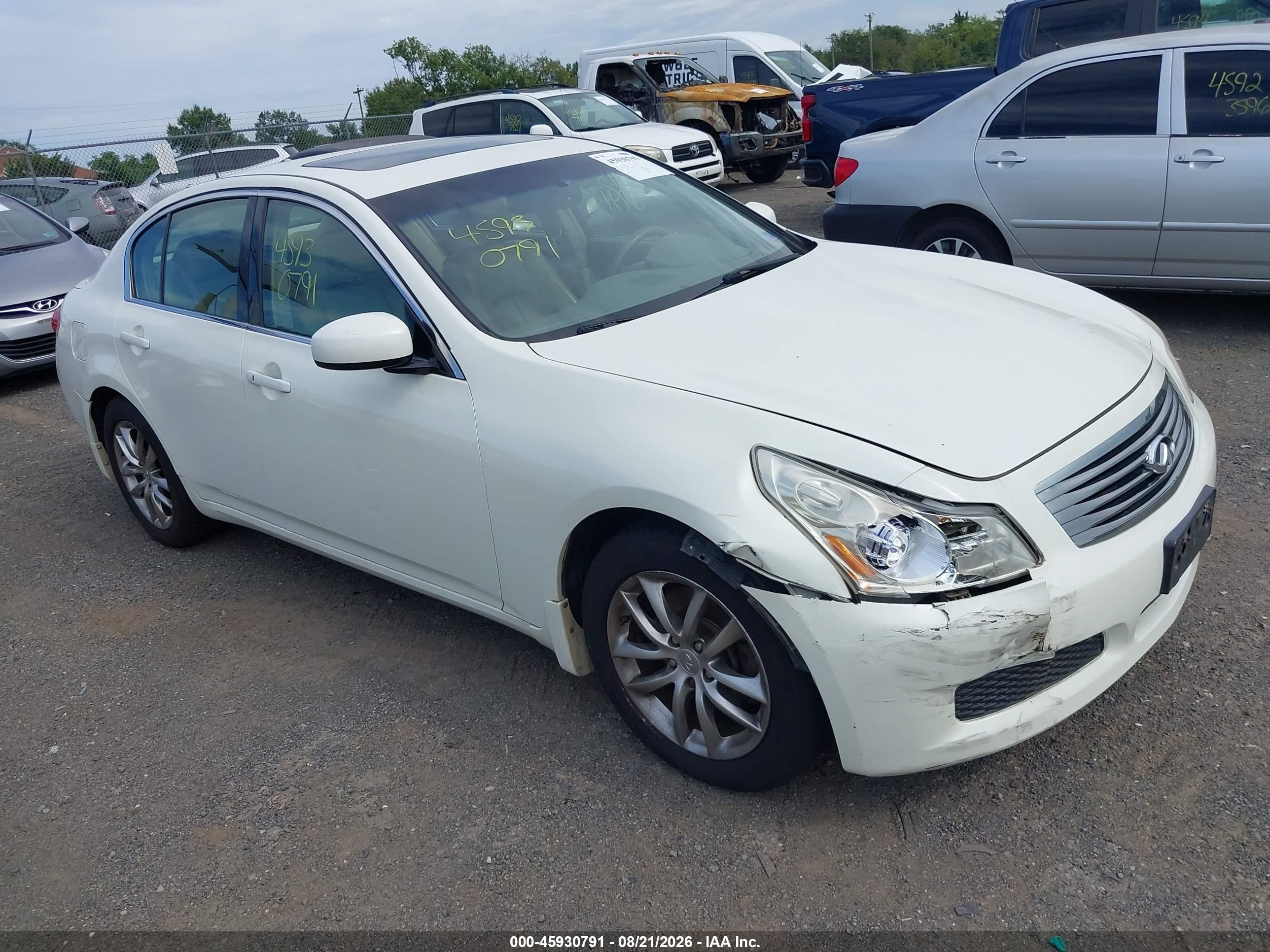 2008 Infiniti G35x   Белый vin: JNKBV61F18M270504