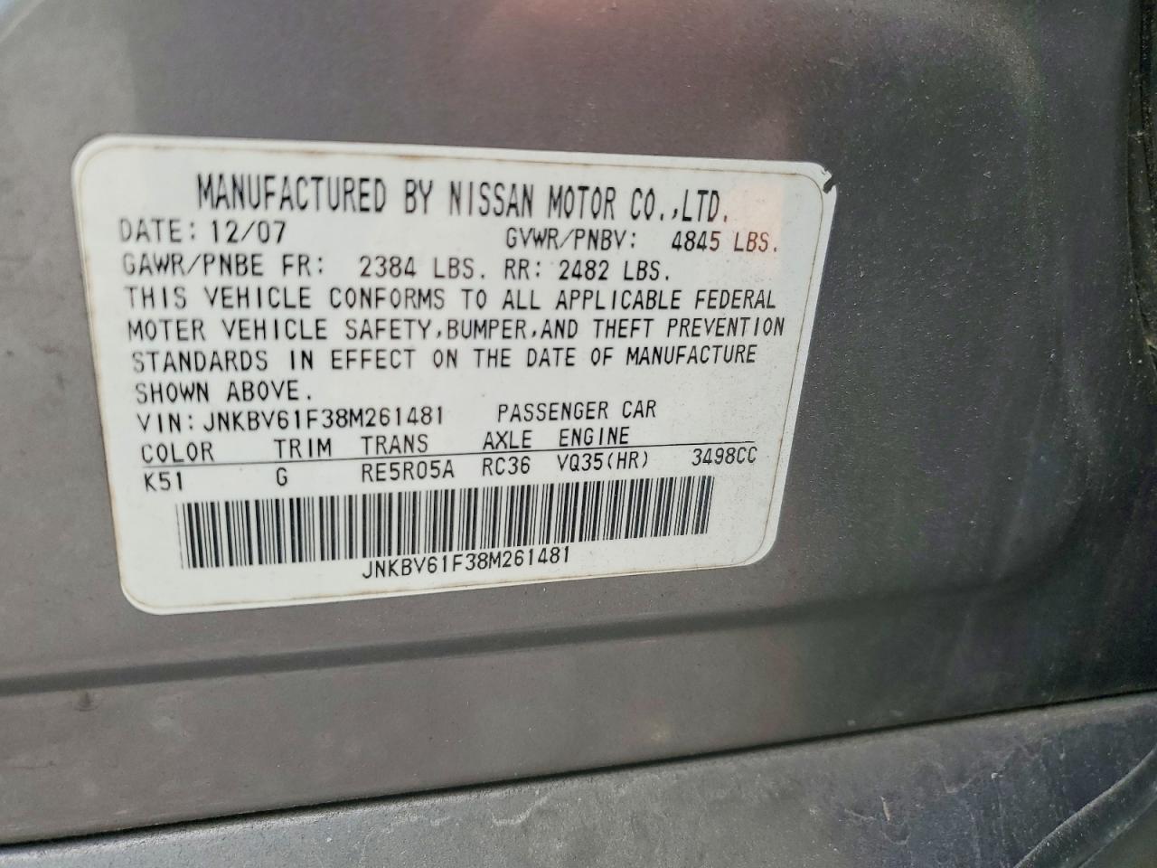 2008 Infiniti G35 X Silver vin: JNKBV61F38M261481